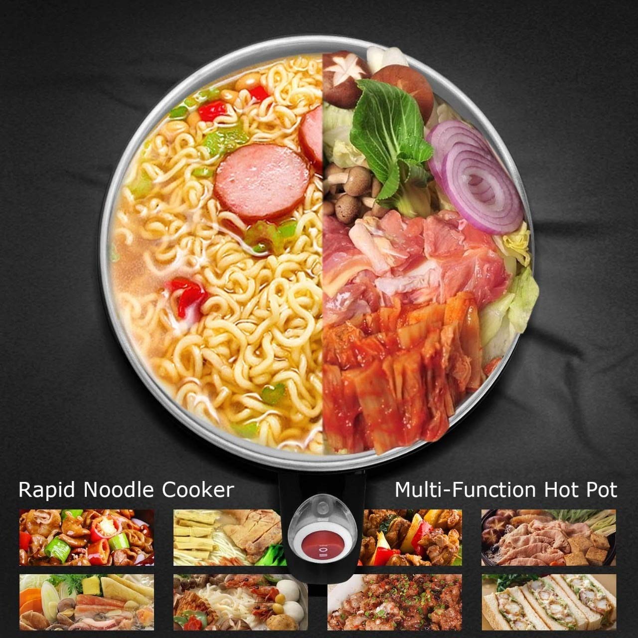 Giftock 1.6L Multi-Function Electric Cooker with Steamer | Non-Stick Pot | Portable Rice Cooker & Food Container | Electric Heating Lunchbox (Multi-Color)