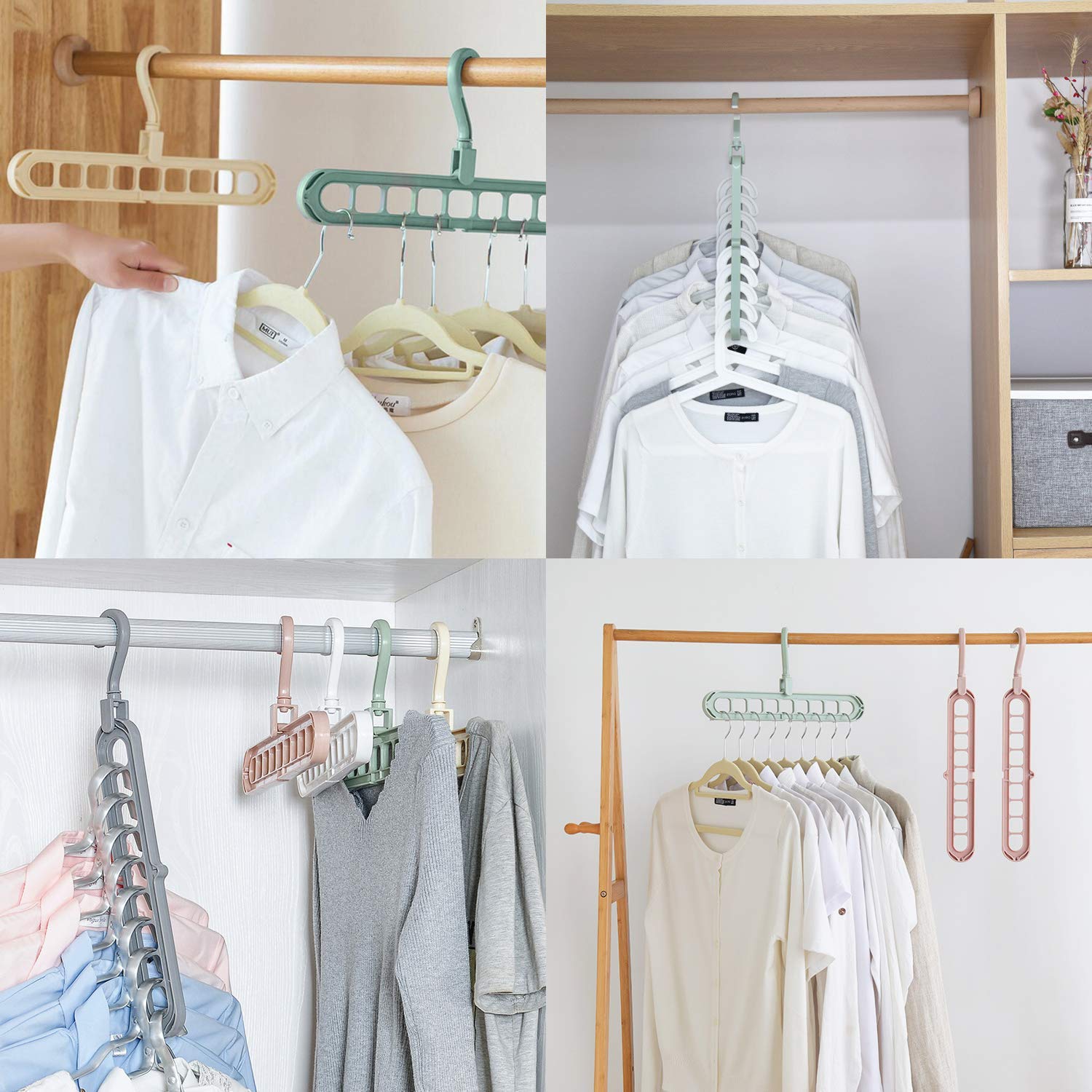 Giftock New Foldable_ Hanger Multi- Function Storage Rack Magic Rotating Anti- Skid Folding Drying Rack Portable Hanging Household Wet and Dry Clothes Hanger Closet Hook (Pack of 5)