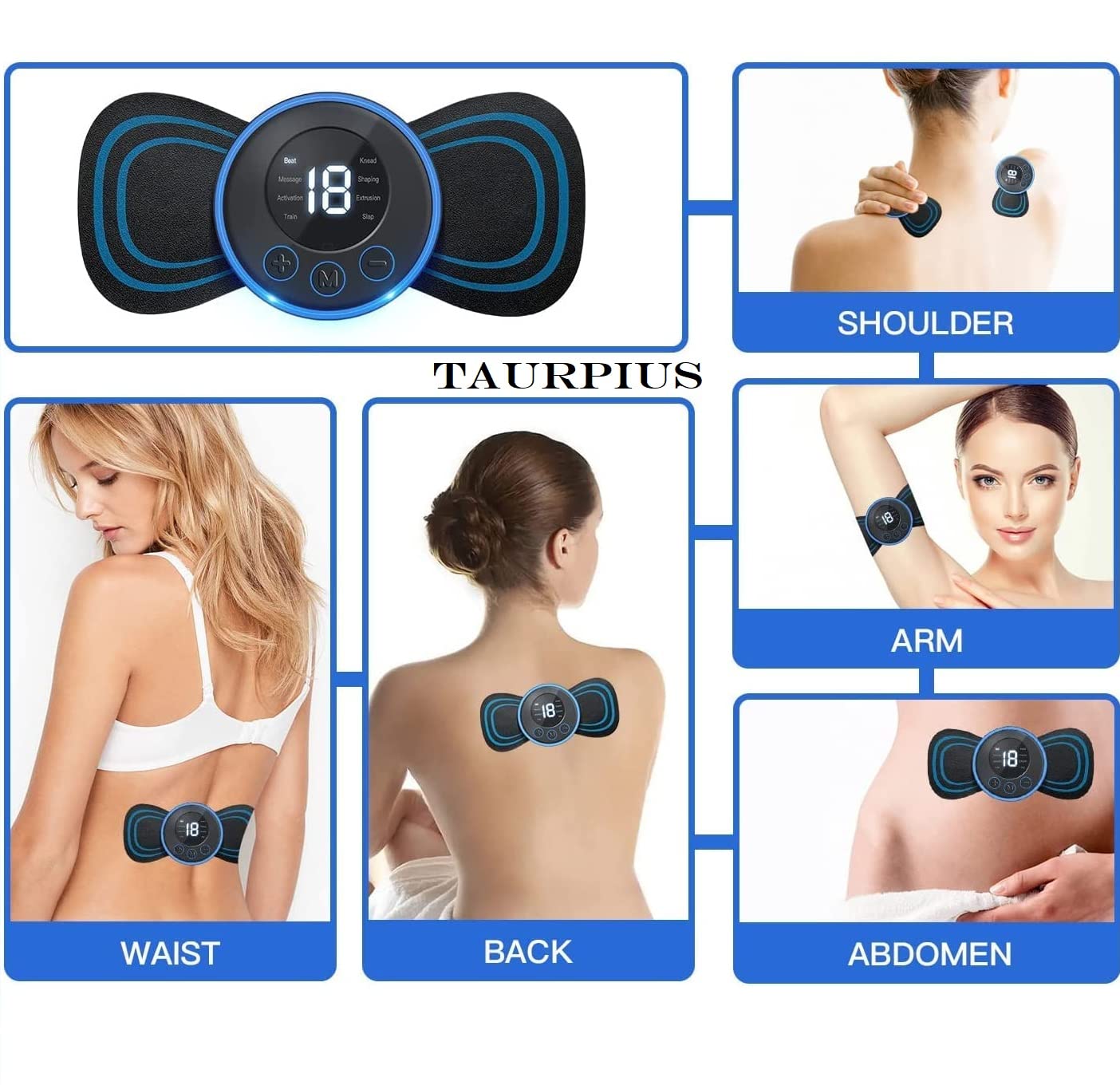 Giftock Mini Body Massager With 8 Modes&19 Strength Levels, Wireless Portable Neck Massager, Rechargeable Electric Massager Sticker, Body Massager Patch (Buttrefly pattern)