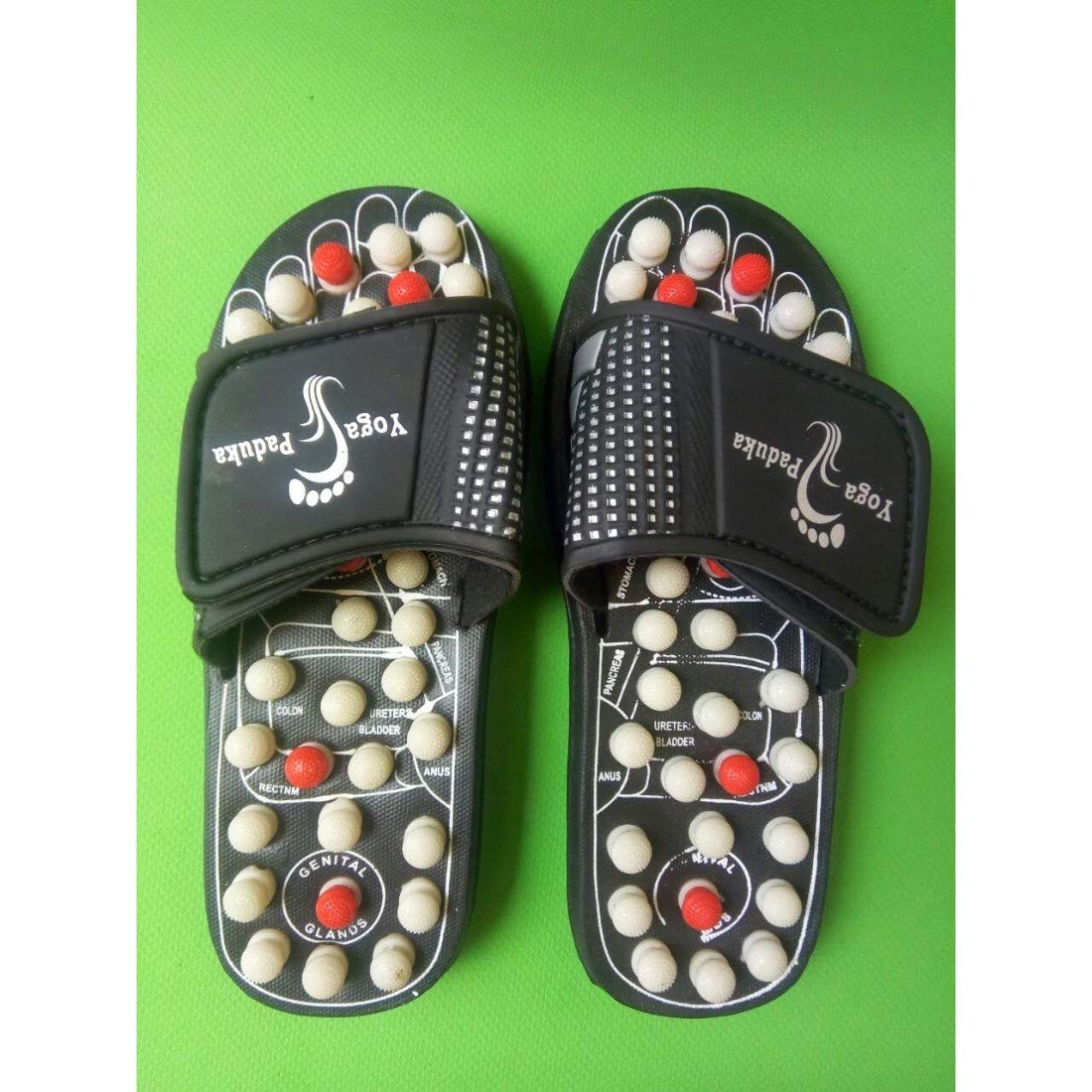 Giftock Spring Acupressure Magnetic Therapy Sandals |Yoga Paduka Acupressure Foot Relaxer| Foot Massager Slipper| Rotating Acupressure Foot Slippers for Men & Women (6 UK)
