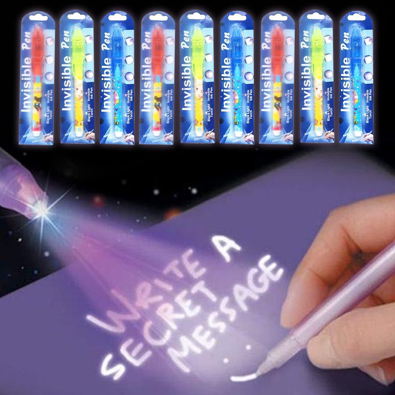 Giftock Invisible Ink Magic Pen (20 Pieces) with UV-Light Birthday Return Gifts for Boys, Girls, Kids All Age Group Bulk Buy Abracadabra Collection