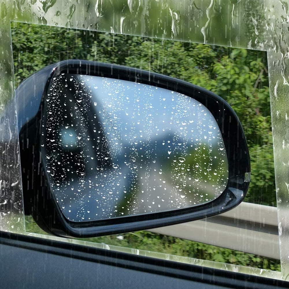 Giftock Universal Car Accessories Rear-View Mirror Waterproof Anti Fog Rainproof Anti-Water Protective Film Sticker for Car (Square - 2 PCs)