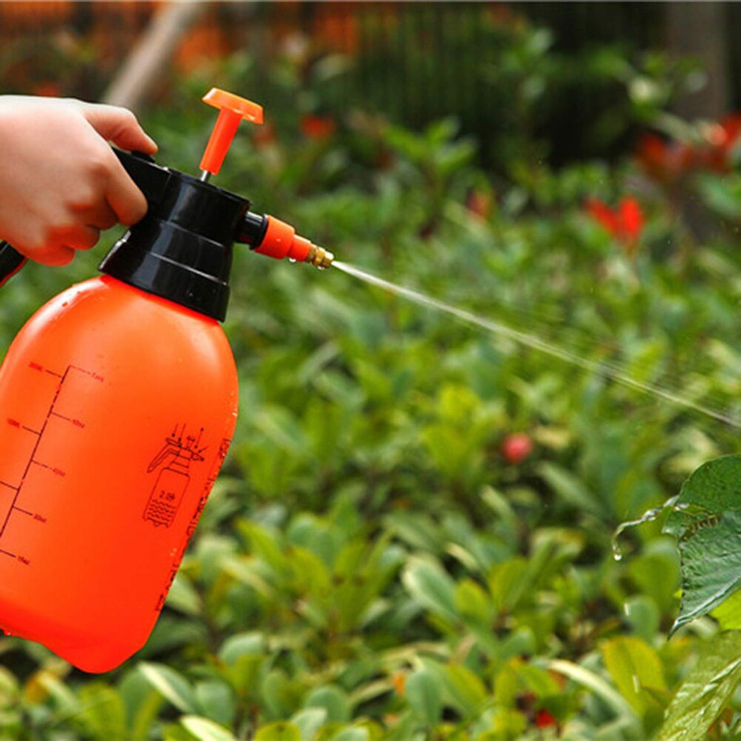 Giftock Pump Pressure Sprayer | Lawn Sprinkler | Water Mister | Spray Bottle for Herbicides, Pesticides, Fertilizers, Plants Flowers - 2 Liter Capacity - Orange/Black