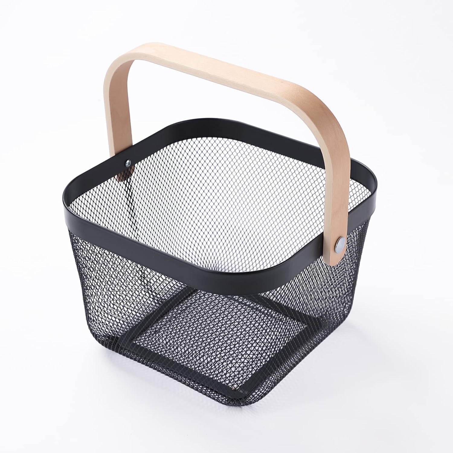 Giftock Metal Wire Basket With Handle|Storage Basket Fot Fruits, Books|Mesh Open Storage Bin|Storage Organizer
