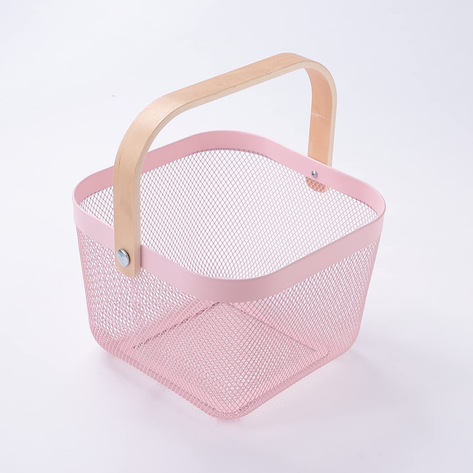 Giftock Metal Wire Basket With Handle|Storage Basket Fot Fruits, Books|Mesh Open Storage Bin|Storage Organizer