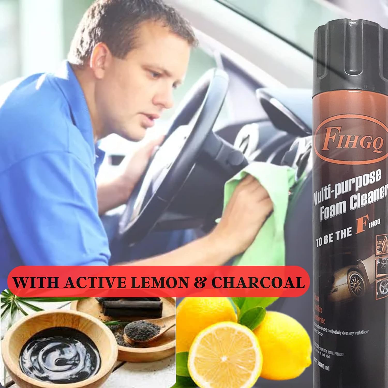 Giftock Multipurpose Foam Cleaner Spray Foam | American Formula Spray For Car Sofa Leather Carpet Cleaning | Dashboard, Steering, Doors & Seat Cover Cleaning - 500 ML (Pack of 1)