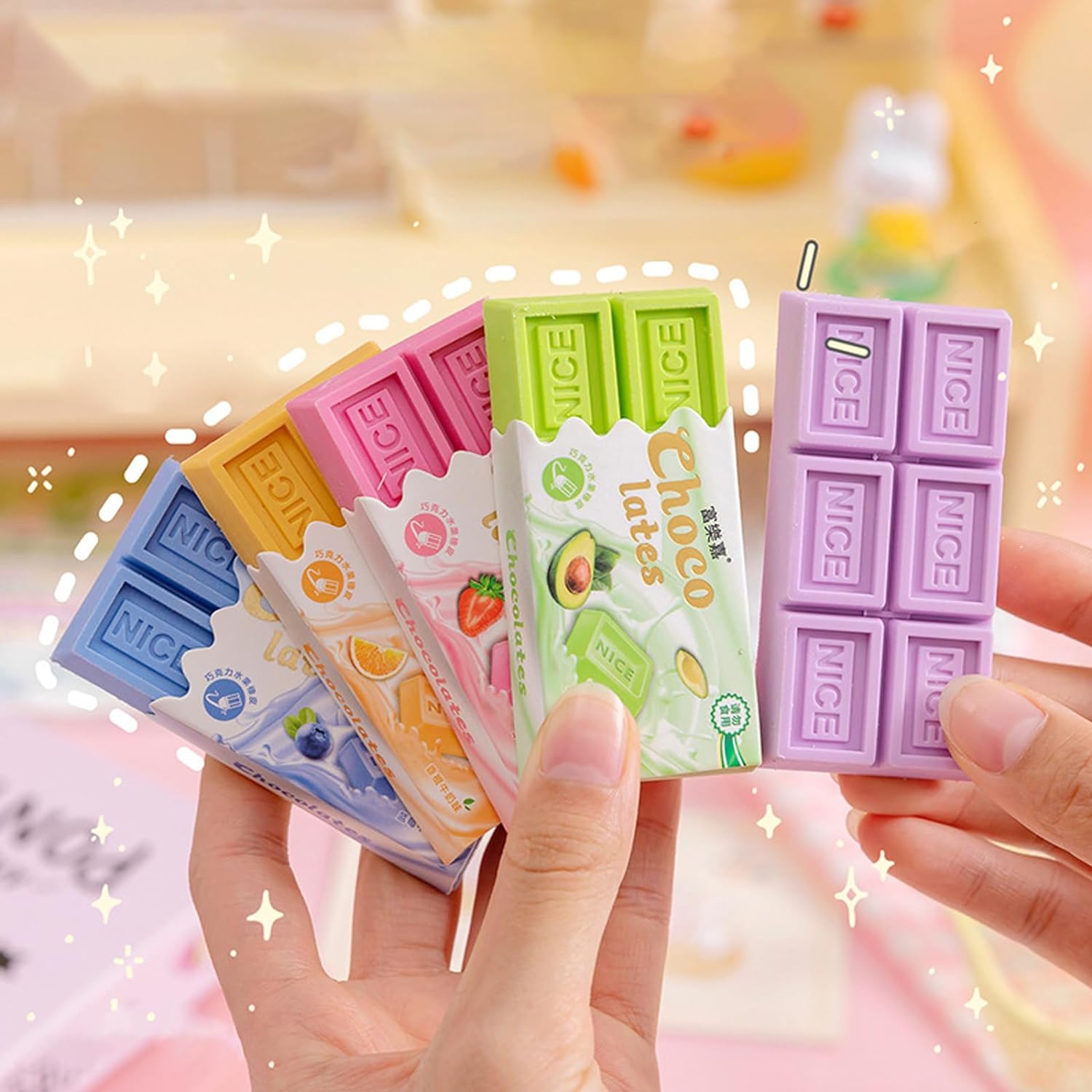 Giftock Chocolate Eraser Food Erasers for Gift School Supplies 6 Pcs