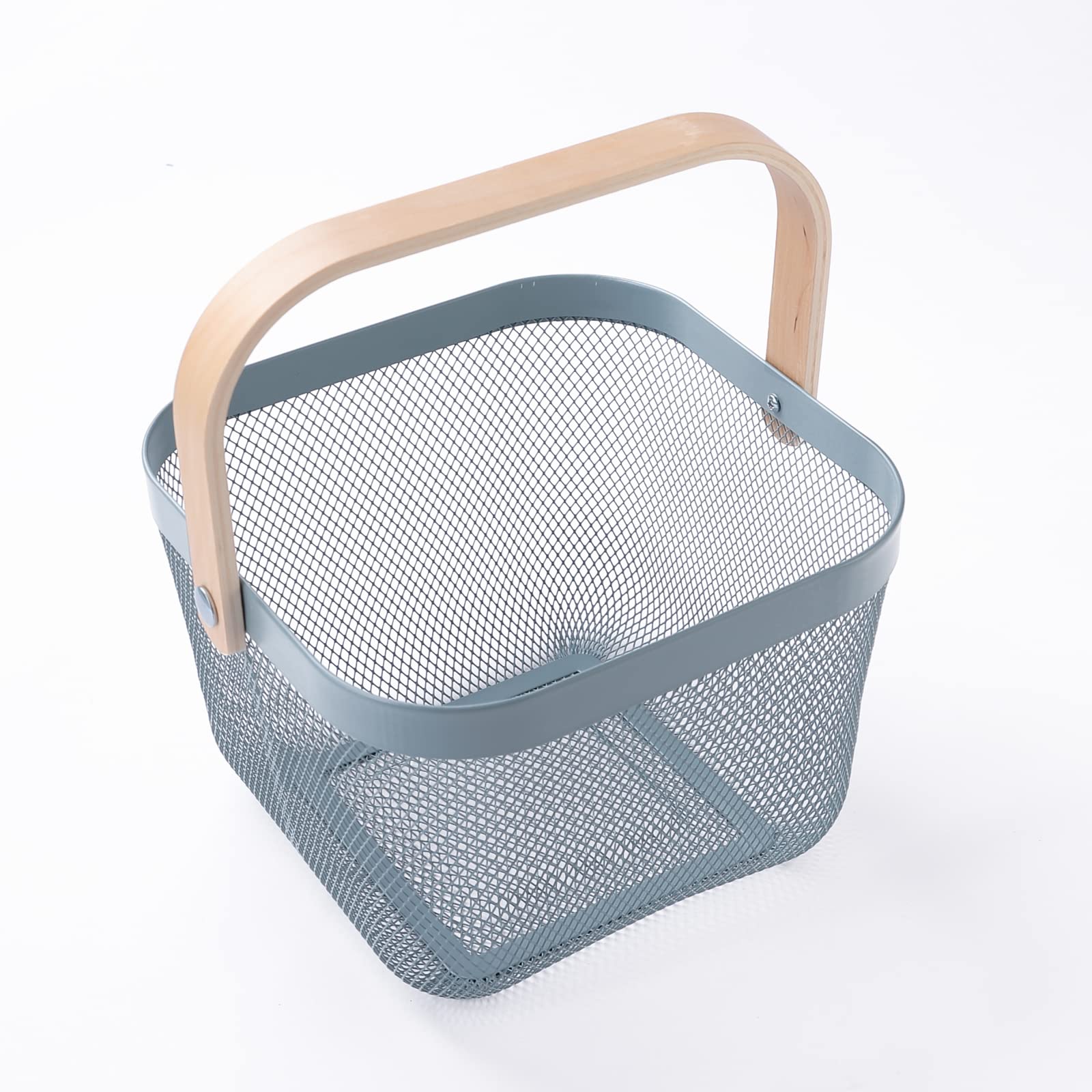 Giftock Metal Wire Basket With Handle|Storage Basket Fot Fruits, Books|Mesh Open Storage Bin|Storage Organizer