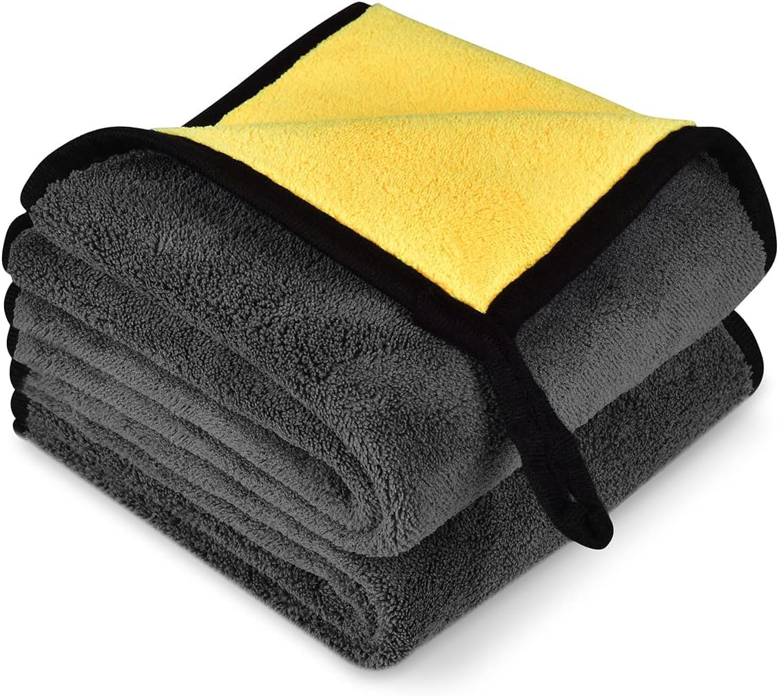 Giftock Microfiber Cloth - 3 pcs - 40x40 cms - 800 GSM Multi- Thick Lint & Streak-Free Multipurpose Cloths - Automotive Microfibre Towels for Car Bike Cleaning Polishing Washing & Detailing.
