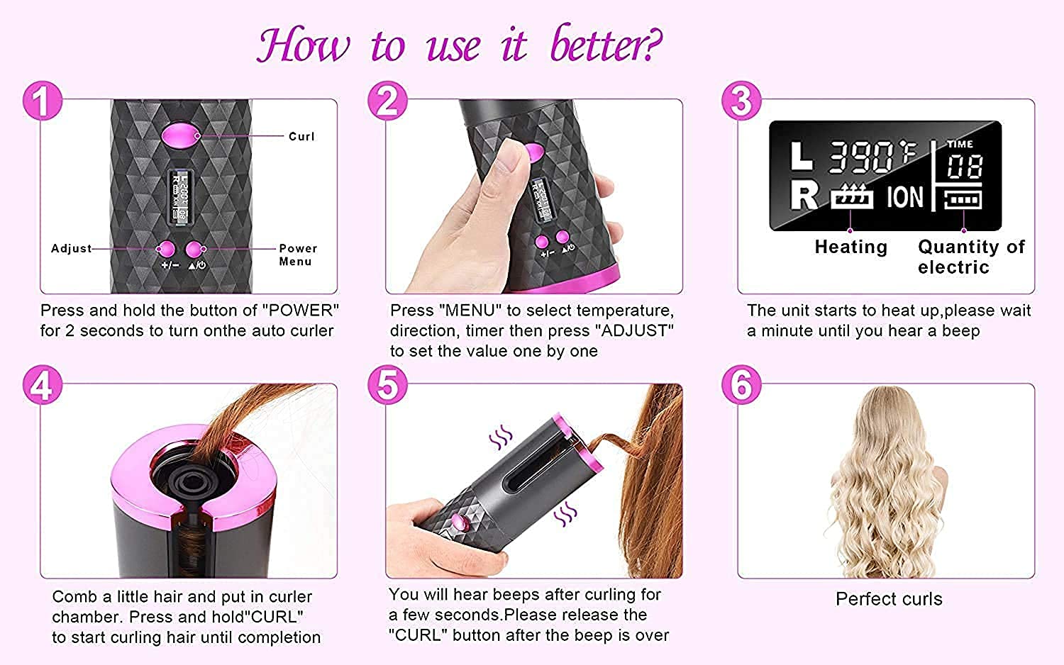 Giftock -Hair-Curler-Cordless-Automatic-Hair-Curler-Portable-Curling-Iron-with-LCD-Temperature-Display-Fast-Heating-Auto-Rotating-Hair-Curler-USB-Rechargeable-for-Travel-Home