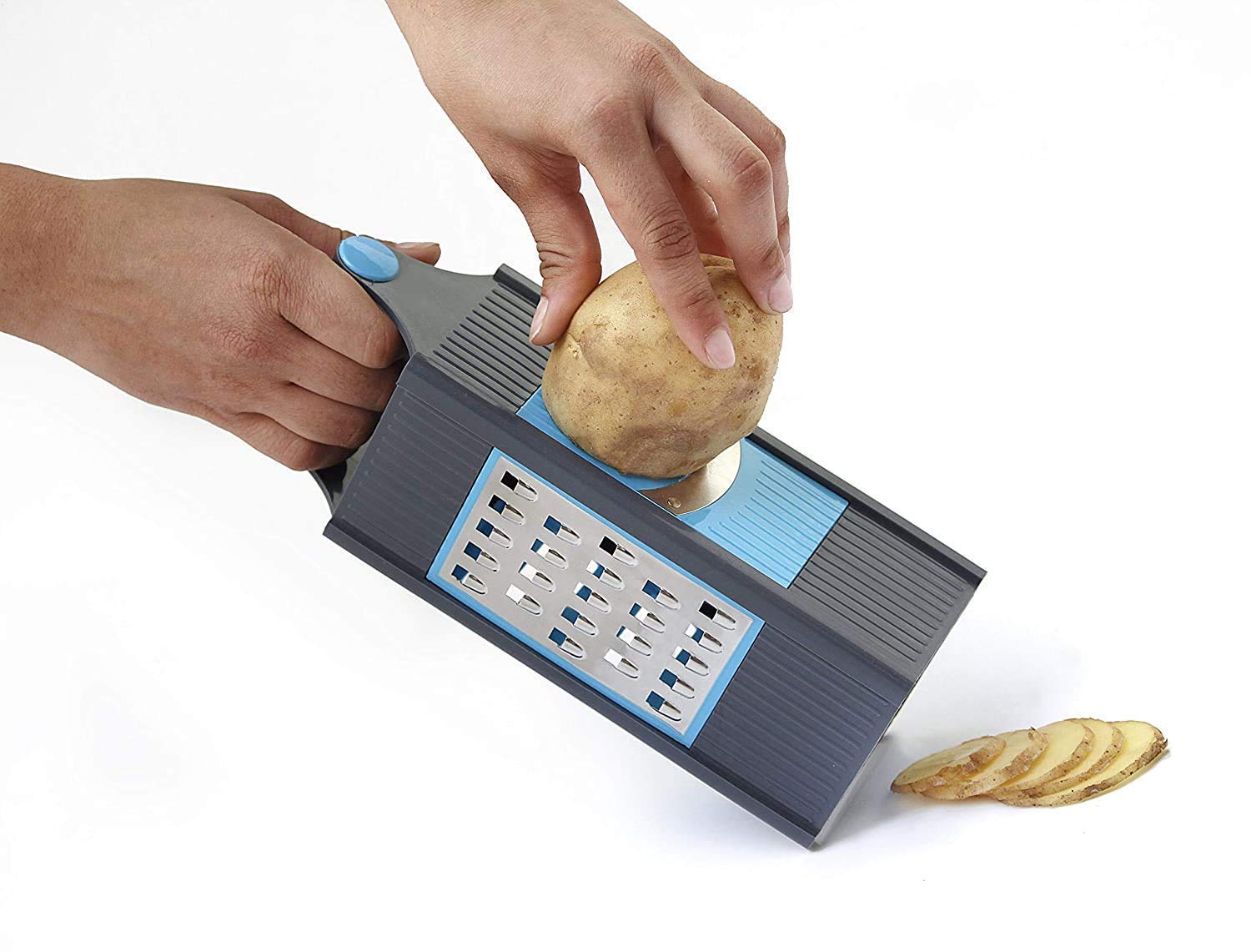 Giftock Stainless Steel 4 in 1 Vegetable Slicer Grater Cutter Chopper for Kitchen Salad Maker Grinder Shredder with Blades for Cheese Vegetables Fruit Cabbage Slicing Grating Multicolor