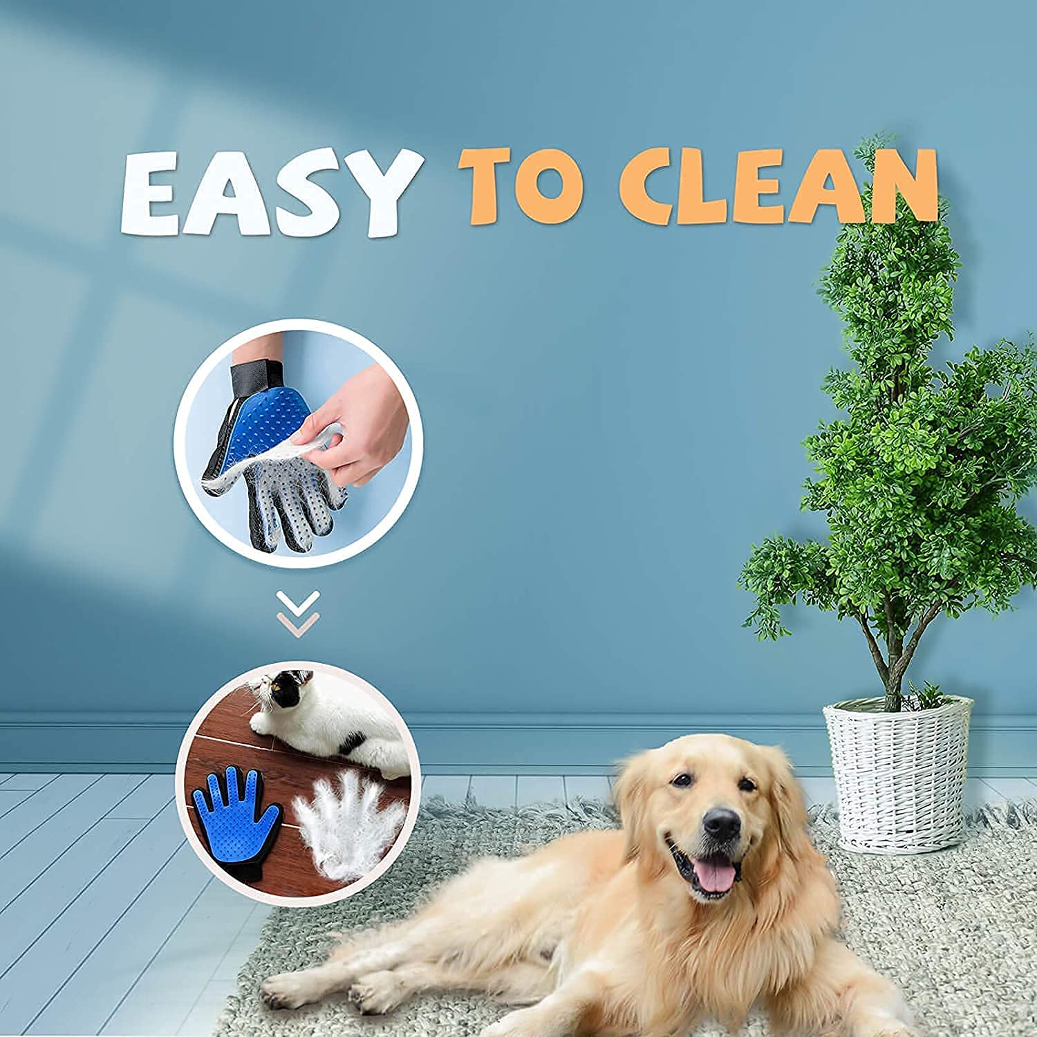 Giftock DOG CLEANER GLOVES | Deshedding Pet Grooming Washing Gloves for Dogs and Cats Hair Remover Brush Gloves | Dog, Cat Bathing Scrubber Gloves