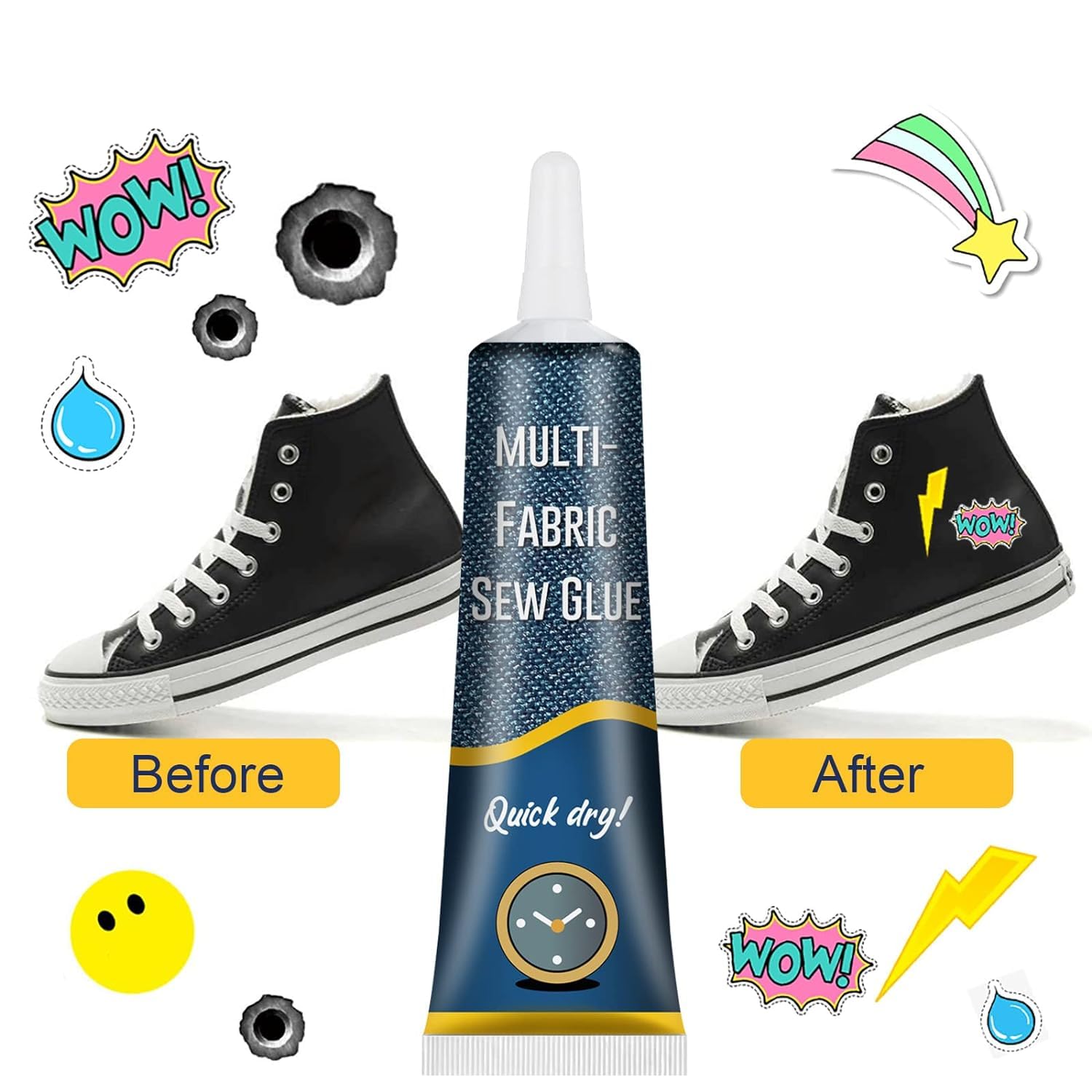 Giftock Fabric Adhesive Glue Strong Bond Clear Drying Waterproof Sew Glue Permanent Washable for Repair, Make Patches on Clothes, All Fabrics 50ML- pack of 1