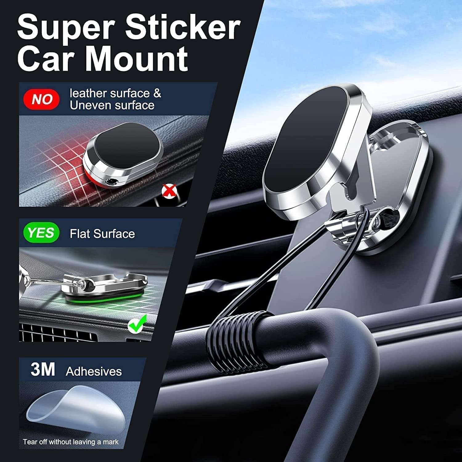 Giftock Mobile Holder for Car Stand Magnetic Phone Mount for Car Phone Holder Mount [Stronger 6X Magnets] 360°Rotation Universal Dashboard Phone Holder Magnetic Car Mount for All Phones