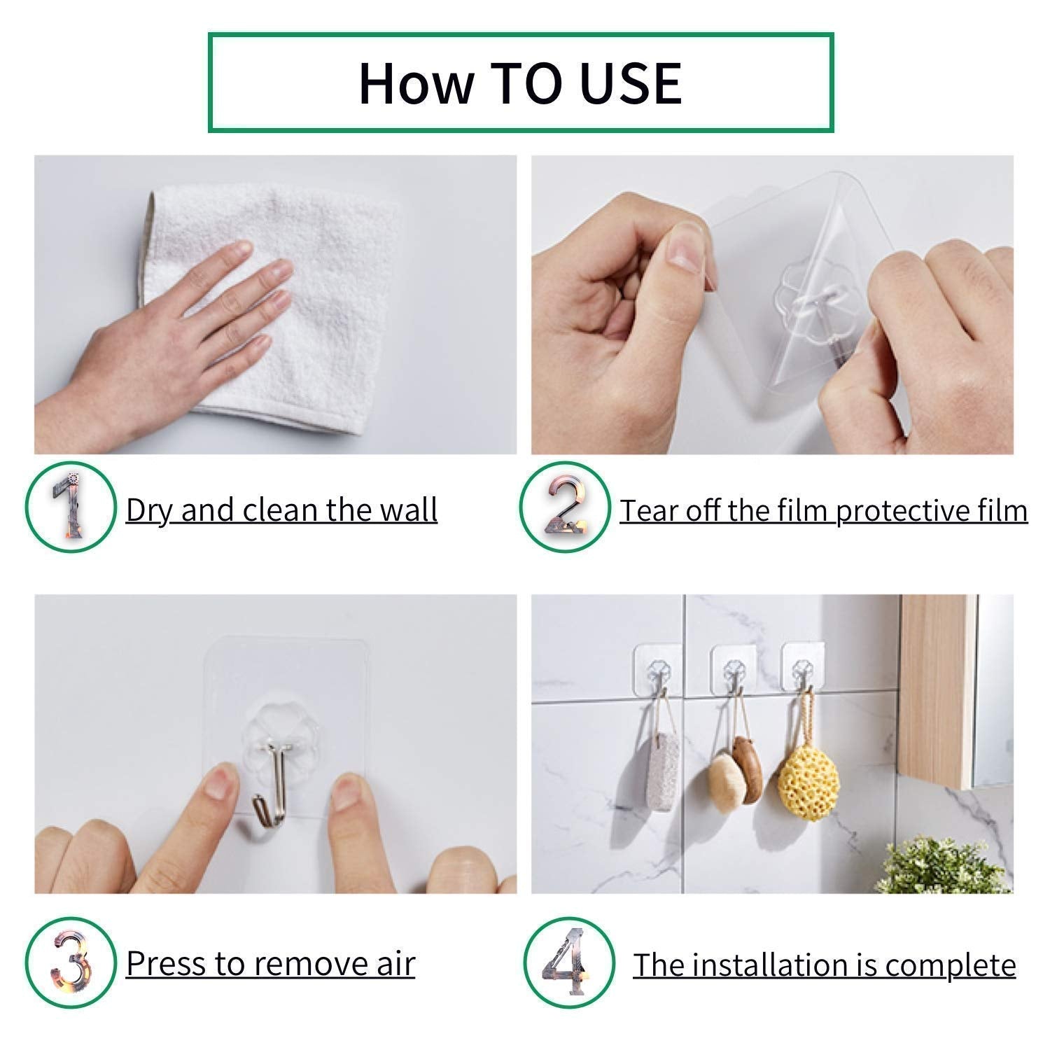 Giftock Adhesive Sticker ABS Plastic and Steel Hook Waterproof Transparent Hooks Hanger for Wall Kitchen Bathroom Bedroom Accessories Heavy Duty Sticky Hooks (Pack of 15)