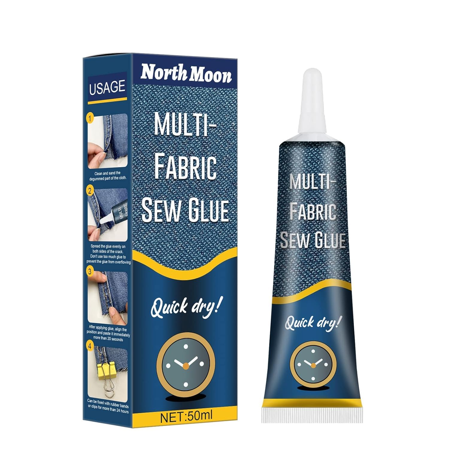 Giftock Fabric Adhesive Glue Strong Bond Clear Drying Waterproof Sew Glue Permanent Washable for Repair, Make Patches on Clothes, All Fabrics 50ML- pack of 1