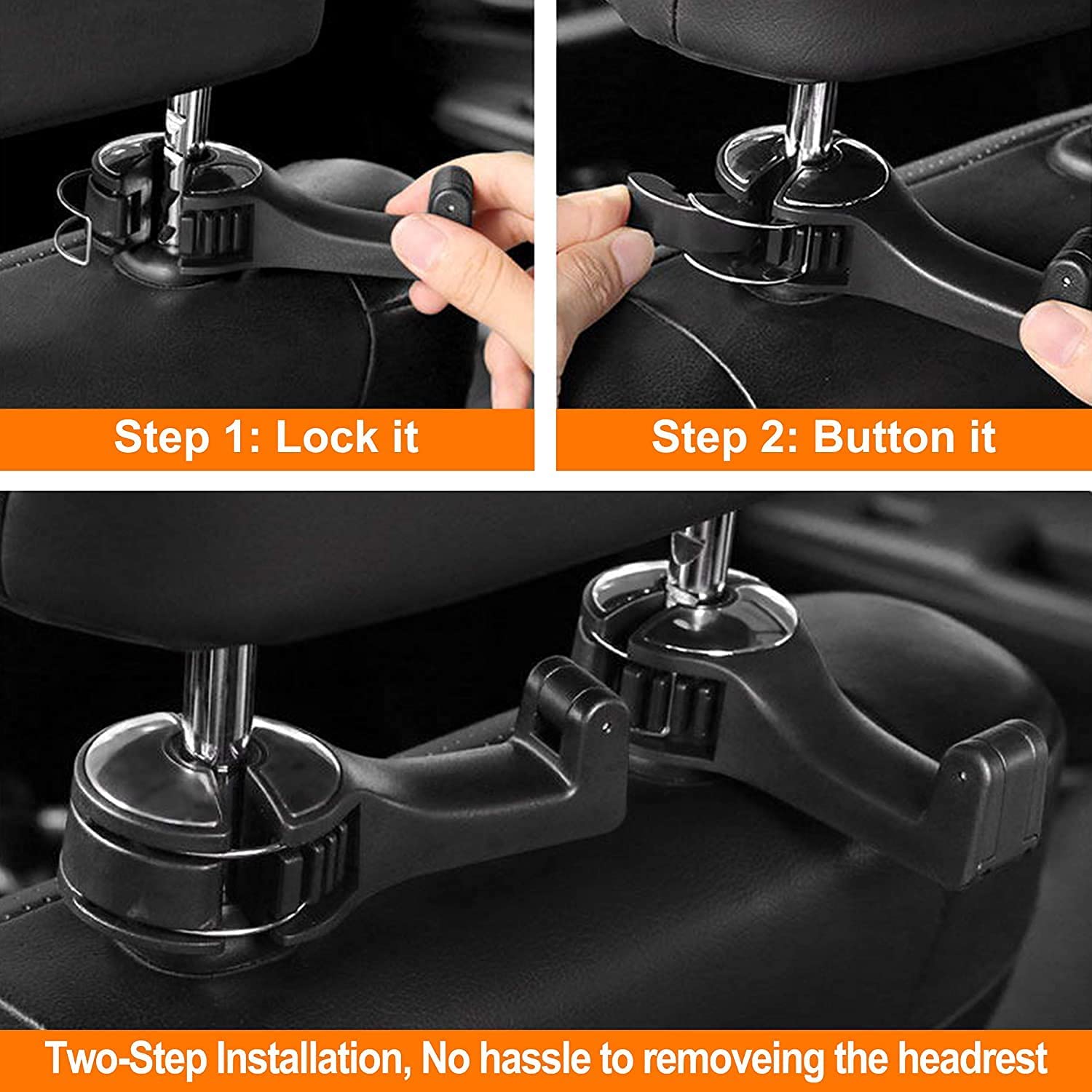 Giftock 2Pack Car Seat Back Hooks, Universal Multifunctional Car Vehicle Back Seat headrest Mobile Phone Holder Hanger Holder Hook for Bag Purse Cloth Grocery (Silver)