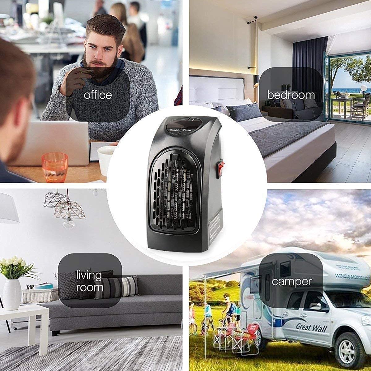 Giftock 400 Watts Electric Handy Room Heater (Room Heaters Home for Bedroom, Reading Books, Work, Bathrooms, Rooms, Offices, Home) - Black