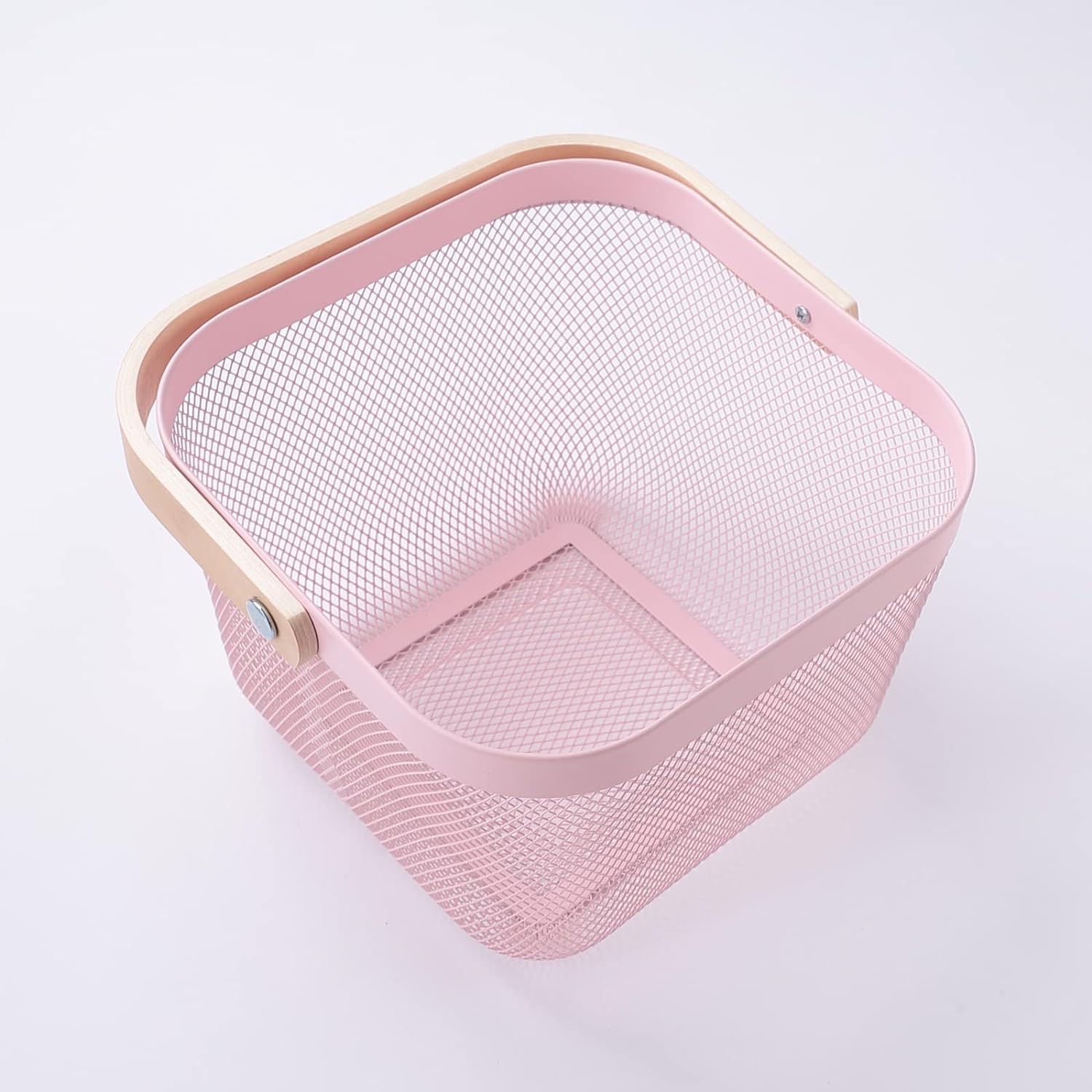 Giftock Metal Wire Basket With Handle|Storage Basket Fot Fruits, Books|Mesh Open Storage Bin|Storage Organizer
