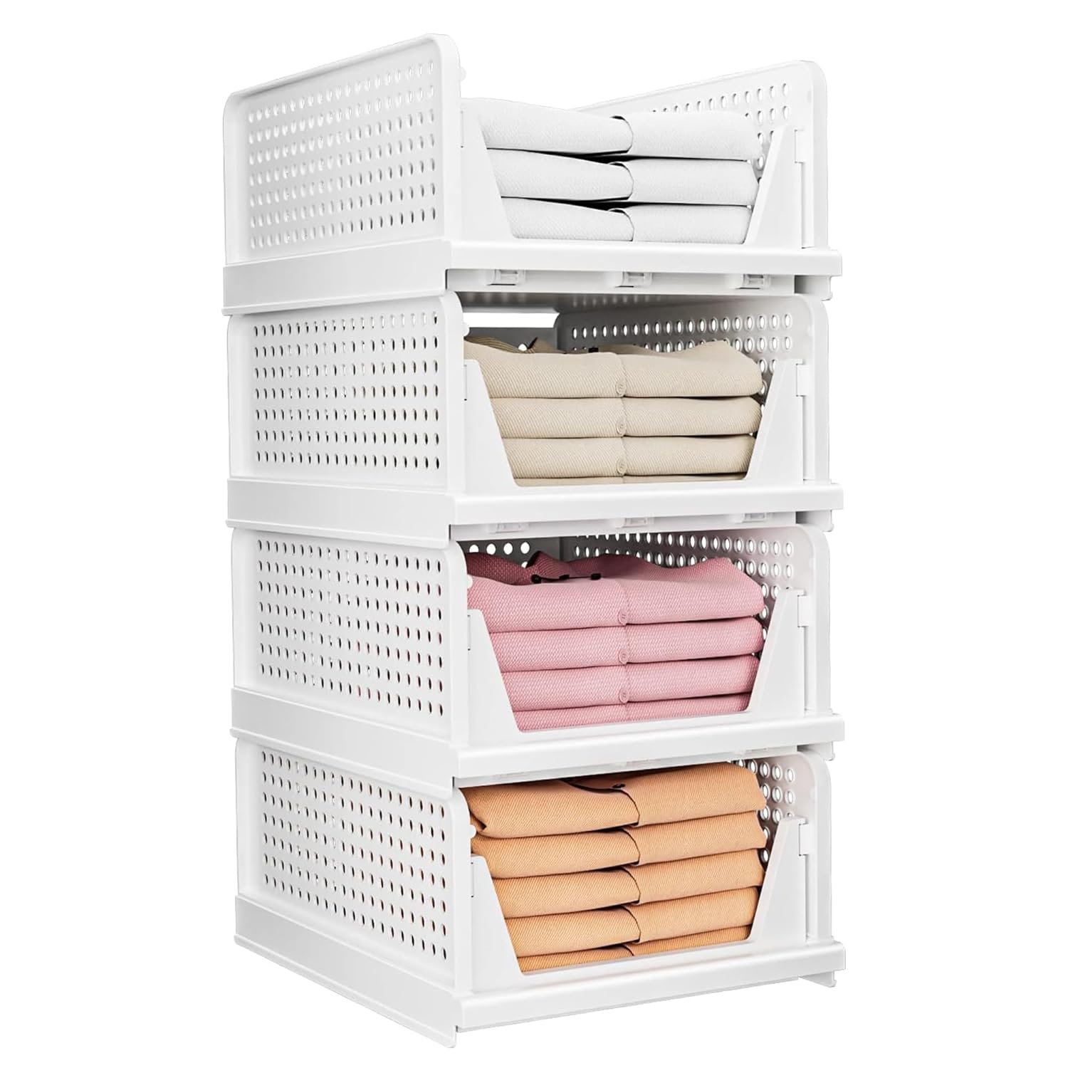 Giftock Plastic 4 Layer Adjustable Sliding Drawer, Foldable Closet Storage Drawer for Home & Office - White (Sliding Drawer)