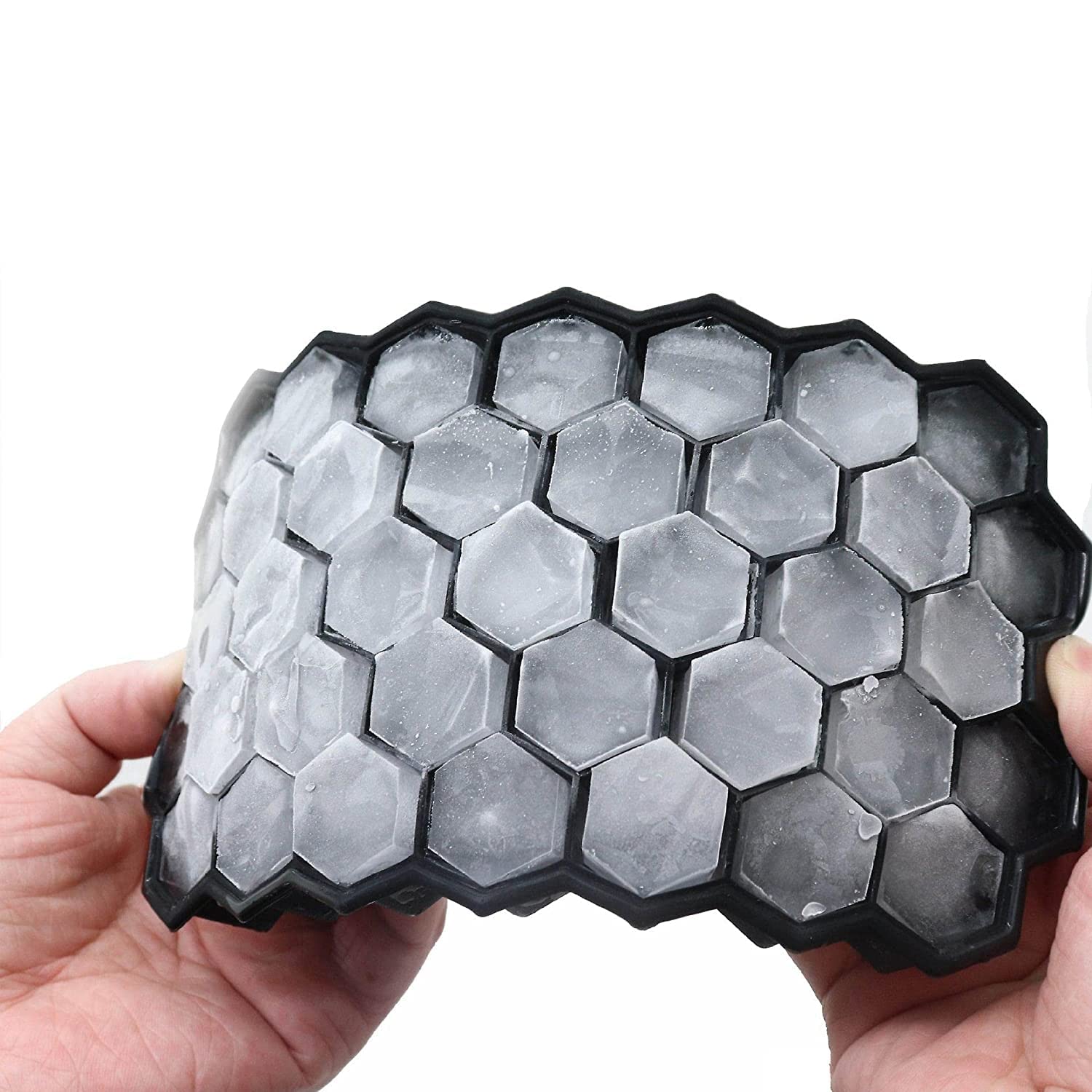 Giftock Flexible Silicone Honeycomb 37 Cavity Ice Cube Tray for Freezer Moulds Small Cubes Whiskey Fridge Bar Soft Ice Cube Tray -Pack of 1 Multicolor