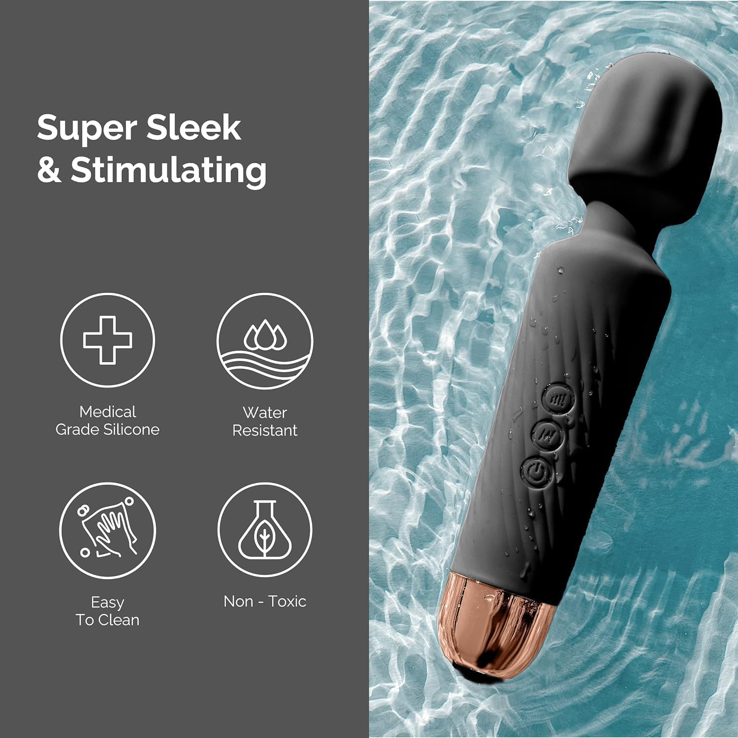 Giftock Body Massager-Waterproof Rechargeable Personal Body Massager for Women | Cordless Handheld Wand with 20 Vibration Modes 8 Speed Patterns Perfect for Pain Relief Massag