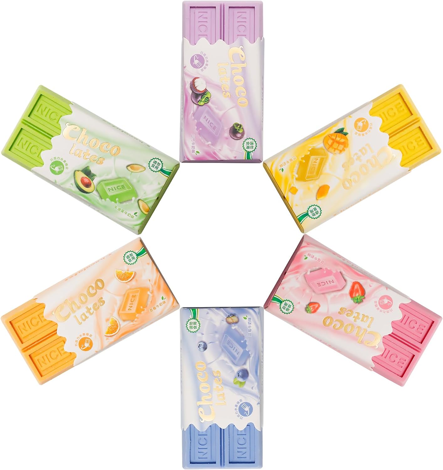 Giftock Chocolate Eraser Food Erasers for Gift School Supplies 6 Pcs