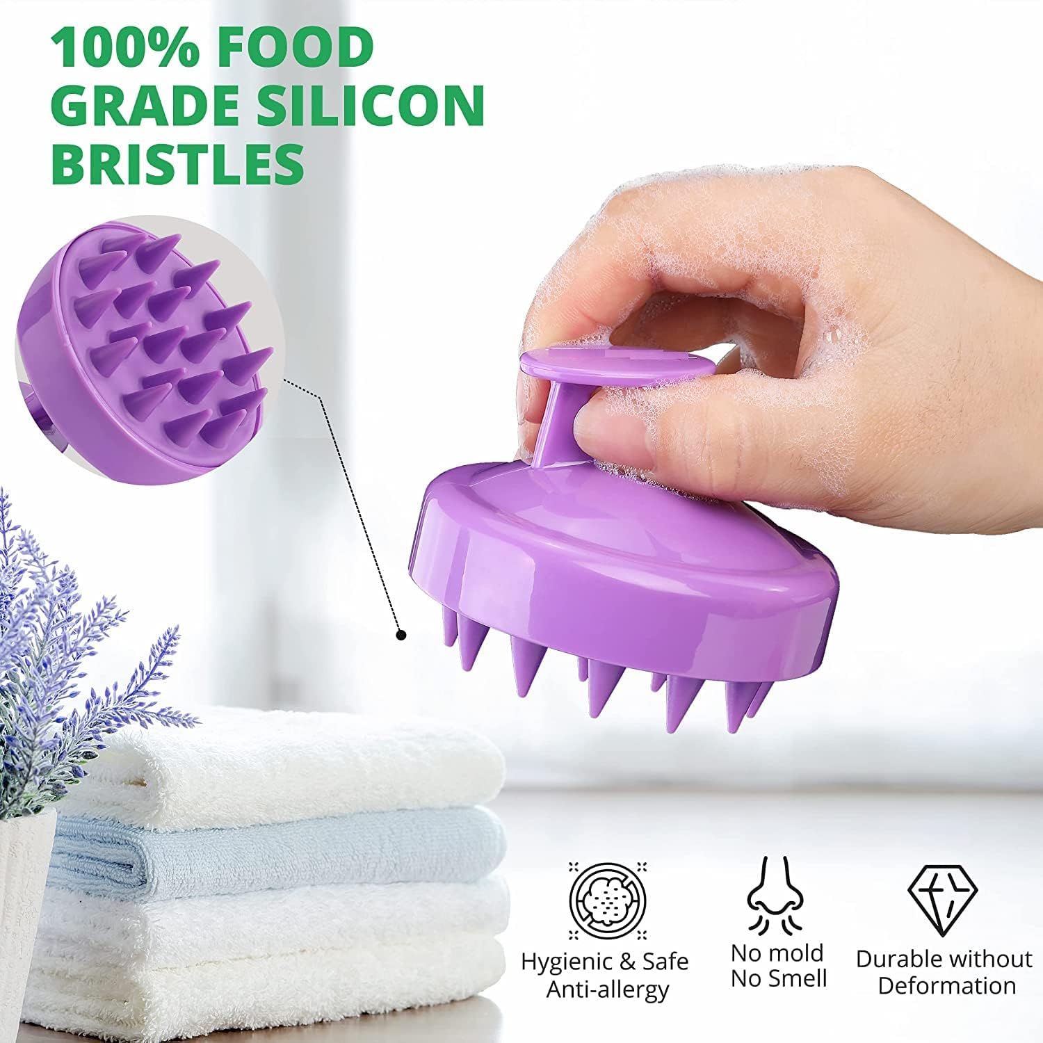 EPISKEY® Scalp Massager Shampoo Brush, Scalp Massage Shampoo Brush Shower Head Scrubber Scalp Brush (BLUE-35)