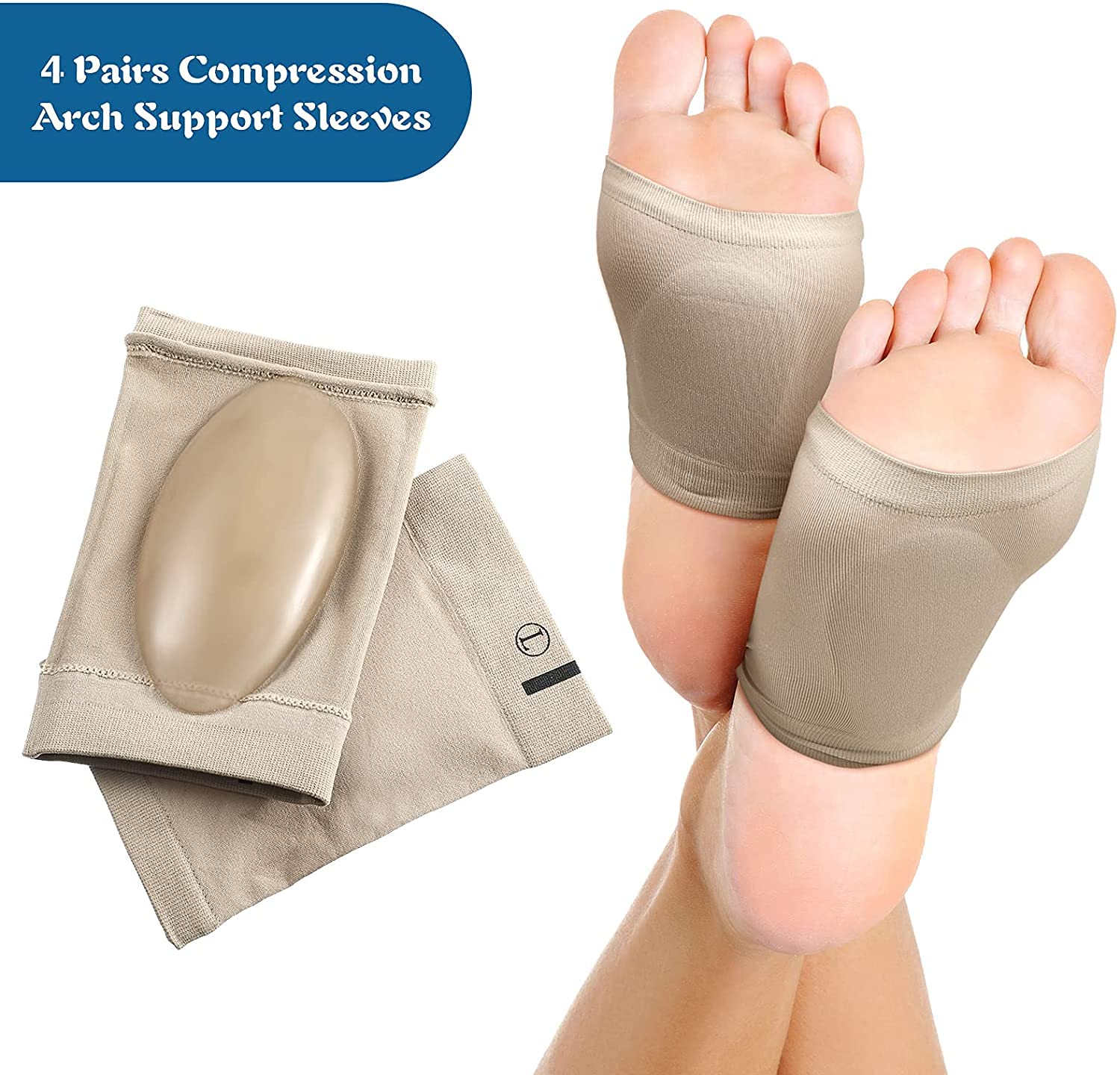 Giftock Foot Care Plantar Fasciitis Arch Support Sleeves for foot pain,muscle relaxation with soft Neoprene Cushion for Women & Men Feet Orthopedic Pad,Free Size-1 Pair