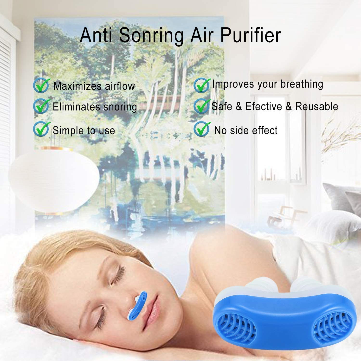 Giftock 2 In 1 Nose Clip Sleeping Breath Aids Device Anti Snoring Solution for Men Women Device Stop Snore Teeth Grinding Snor clip (Modern)