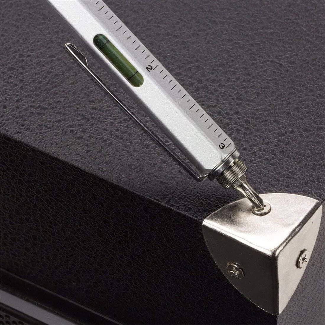 Giftock 6 in 1 Multipurpose Tool Pen | Pocket Pen with Touch Screen Ruler Level | Multi Head Screwdriver Pen (Pack of 1,Multicolor)