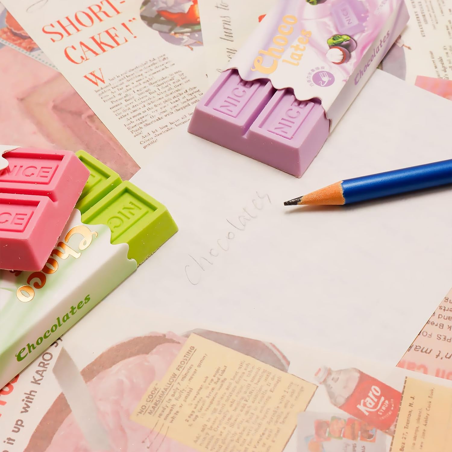 Giftock Chocolate Eraser Food Erasers for Gift School Supplies 6 Pcs