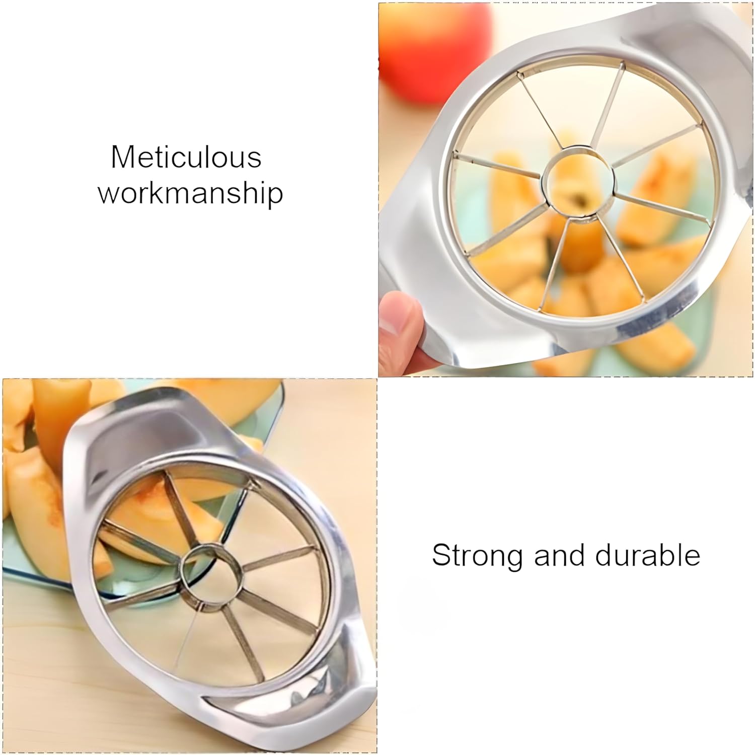 Giftock Apple Slicer, Corer, Cutter, Divider with 8 Stainless Steel Sharp Blades,Premium Dainty Gadget for Apples and More, Green (Steel Body)