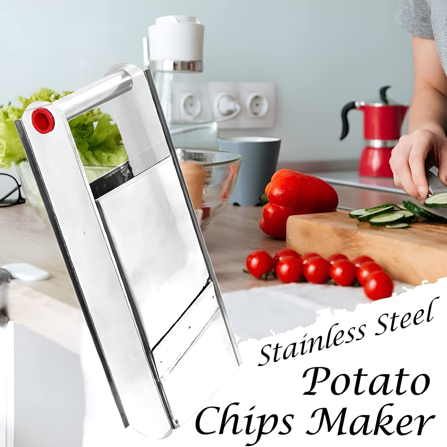 Giftock Multipurpose Slicer Cutter-Dual Stainless Steel Cutting Blades Spiral Slicer for Zucchini Spaghetti Noodles- Veg. Salad Maker Slicer for Kitchen (Watermelon Slicer)