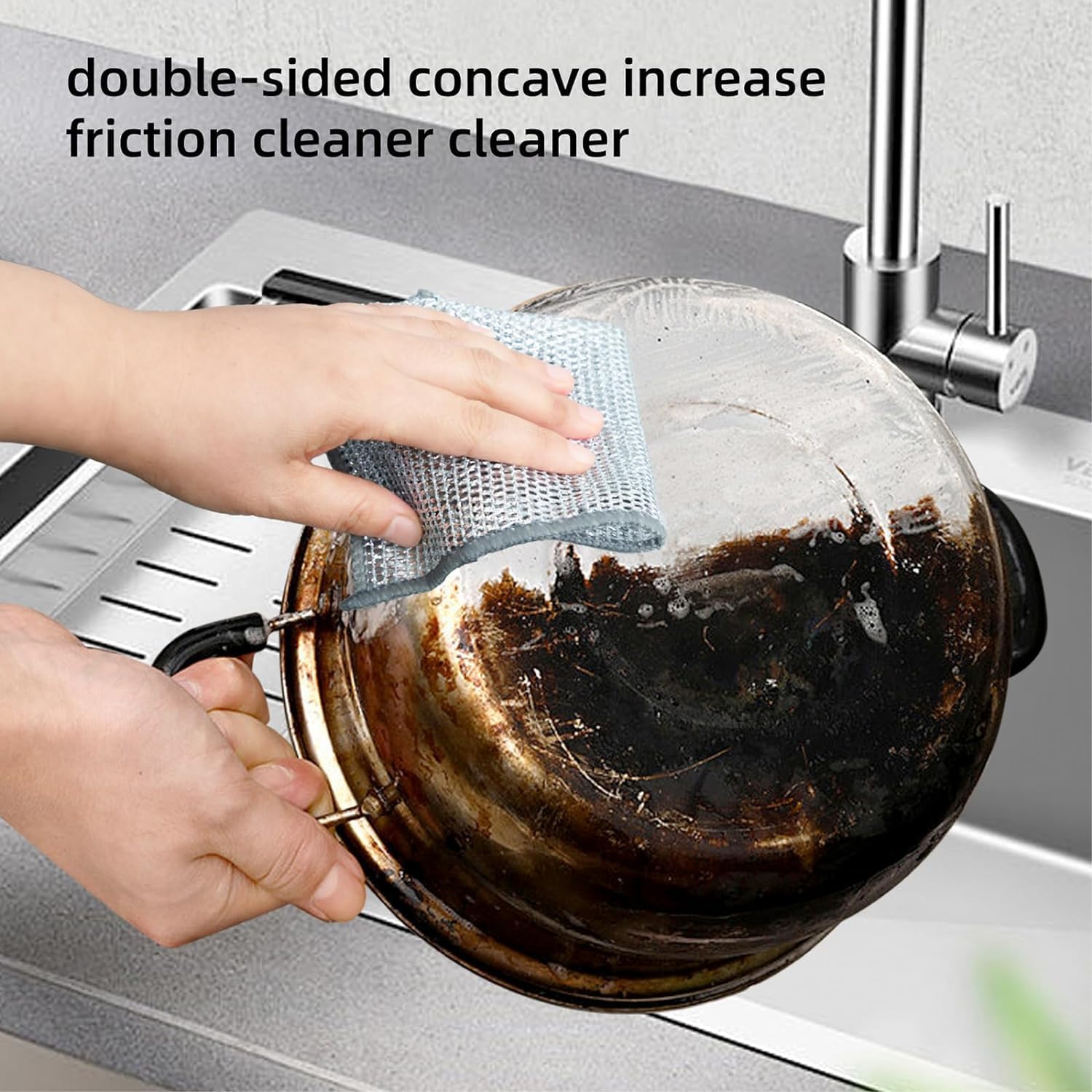 Giftock 5 Pack Non Scratch Dish Wash Cloth & 2 Gaps Cleaning Brush, Multipurpose Wire Dishwashing Rags for Wet and Dry, Easy Rinsing, Reusable, Mesh Wire Cloth for Kitchen, Sinks, Pots, Pans