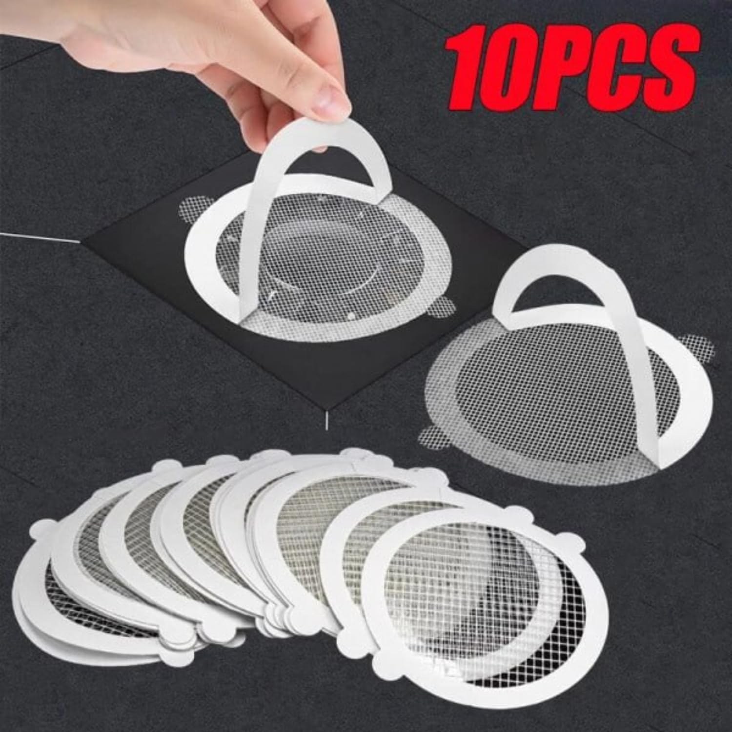 Giftock Kitchen Sink Strainer - Disposable Shower Drain Cover Hair Catcher Shower Drain Mesh Stickers, Reusable and Versatile Drain Cover for Bathroom Laundry Bathtub Kitchen Sink, 10x10cm (Round)