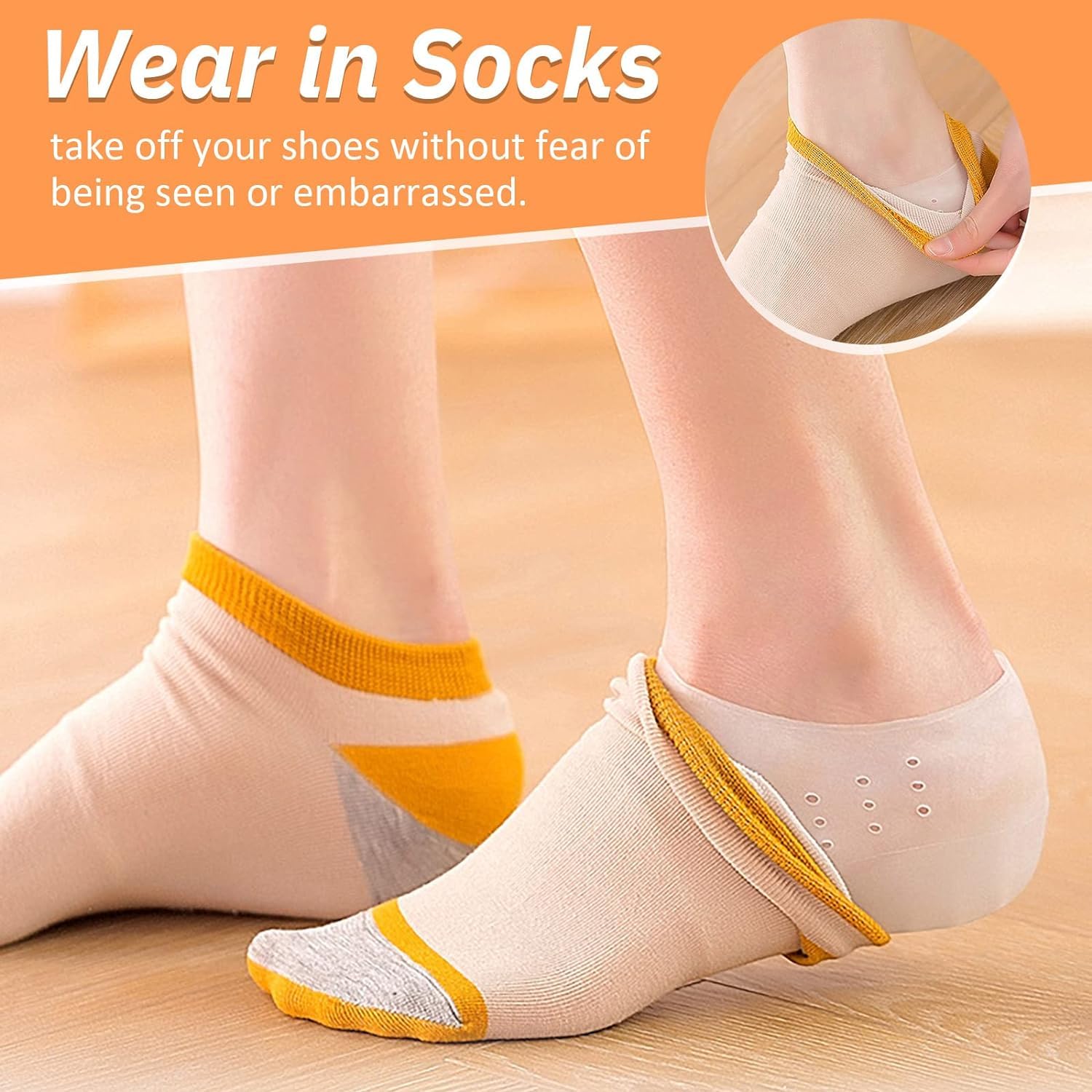 Giftock Invisible Height Increase Shoe Insoles Air Cushion 3cm Make You Taller,Supportive Comfort Dry Hard Cracked Heels Repair Cream Foot Care Ankle Support Cushion-For Men And Women (1 Pair)
