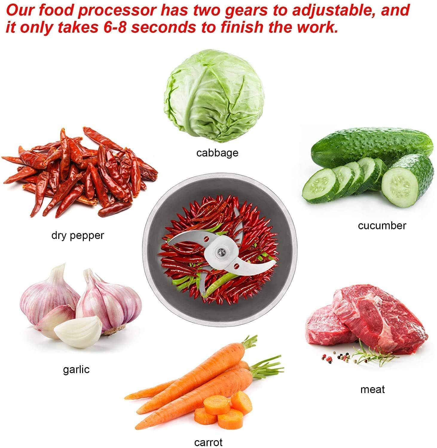 Giftock Professional Stainless Steel 700W Electric Meat Grinder with 3L Bowl Kitchen Chopper Mixer Vegetable Cutter Food Processor Mincer Onion Slicer Fruit Nuts Blender With 1 YEAR MOTOR WARRANTY