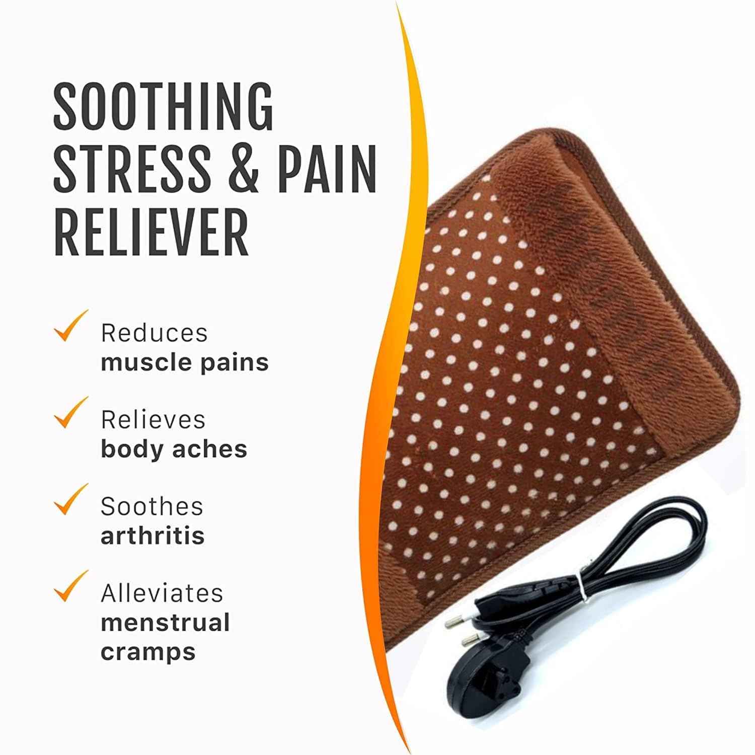 Giftock Premium Velvet Electric Hot Water Bag for Pain Relief With a Heating Pad For Period Cramps, Shoulder, Back, Neck (Brown Color)