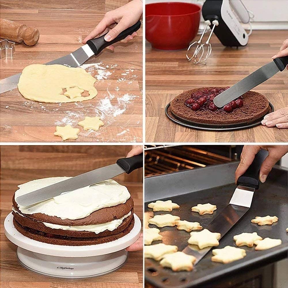Giftock 8" (12.5" with Handle) Angular Stainless Steel Cake Palette Knife Steel Icing Spatula Tools and Cake Decorating Tools Cream Icing Frosting Spatula Pastry Cake Decoration Tool -1 Pcs