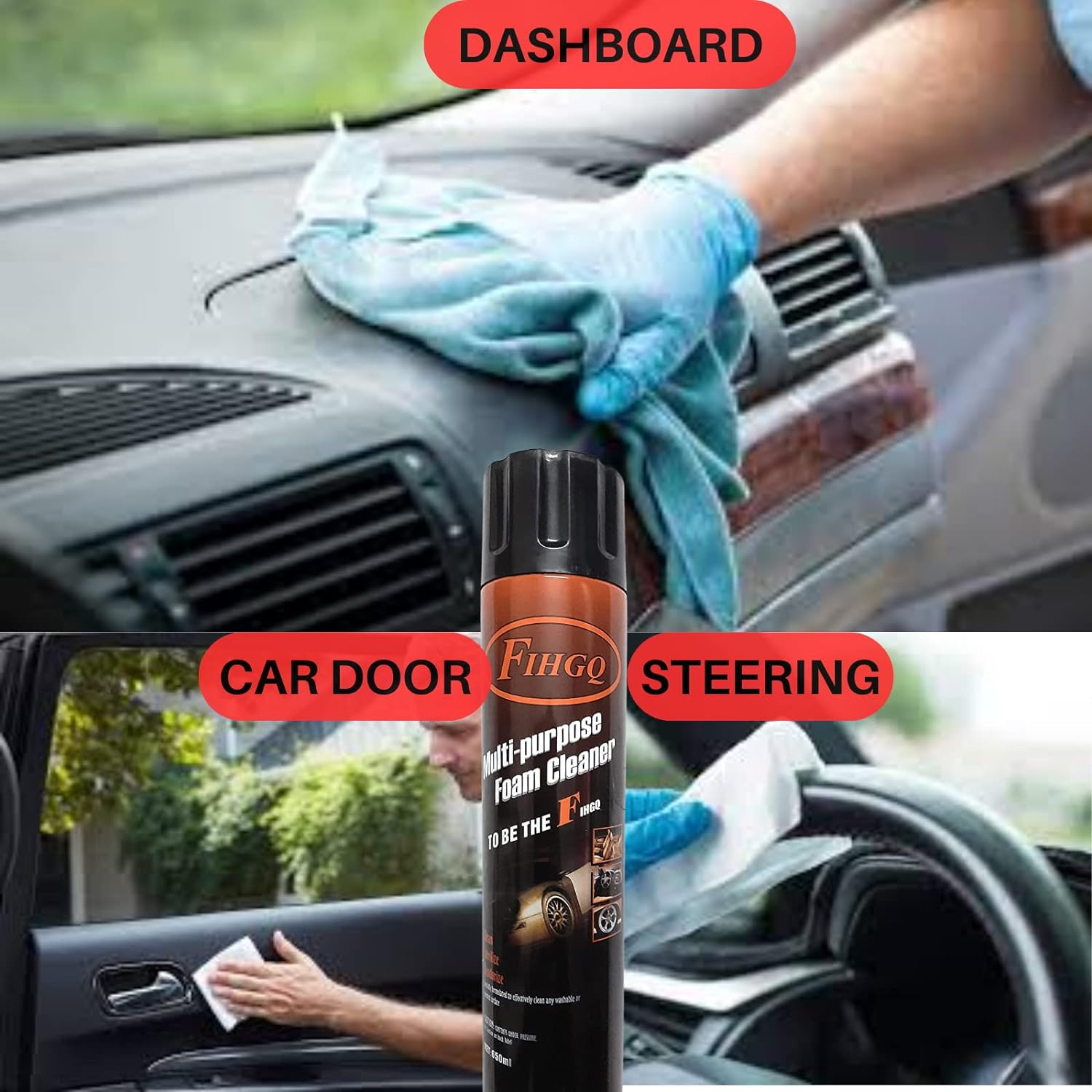 Giftock Multipurpose Foam Cleaner Spray Foam | American Formula Spray For Car Sofa Leather Carpet Cleaning | Dashboard, Steering, Doors & Seat Cover Cleaning - 500 ML (Pack of 1)