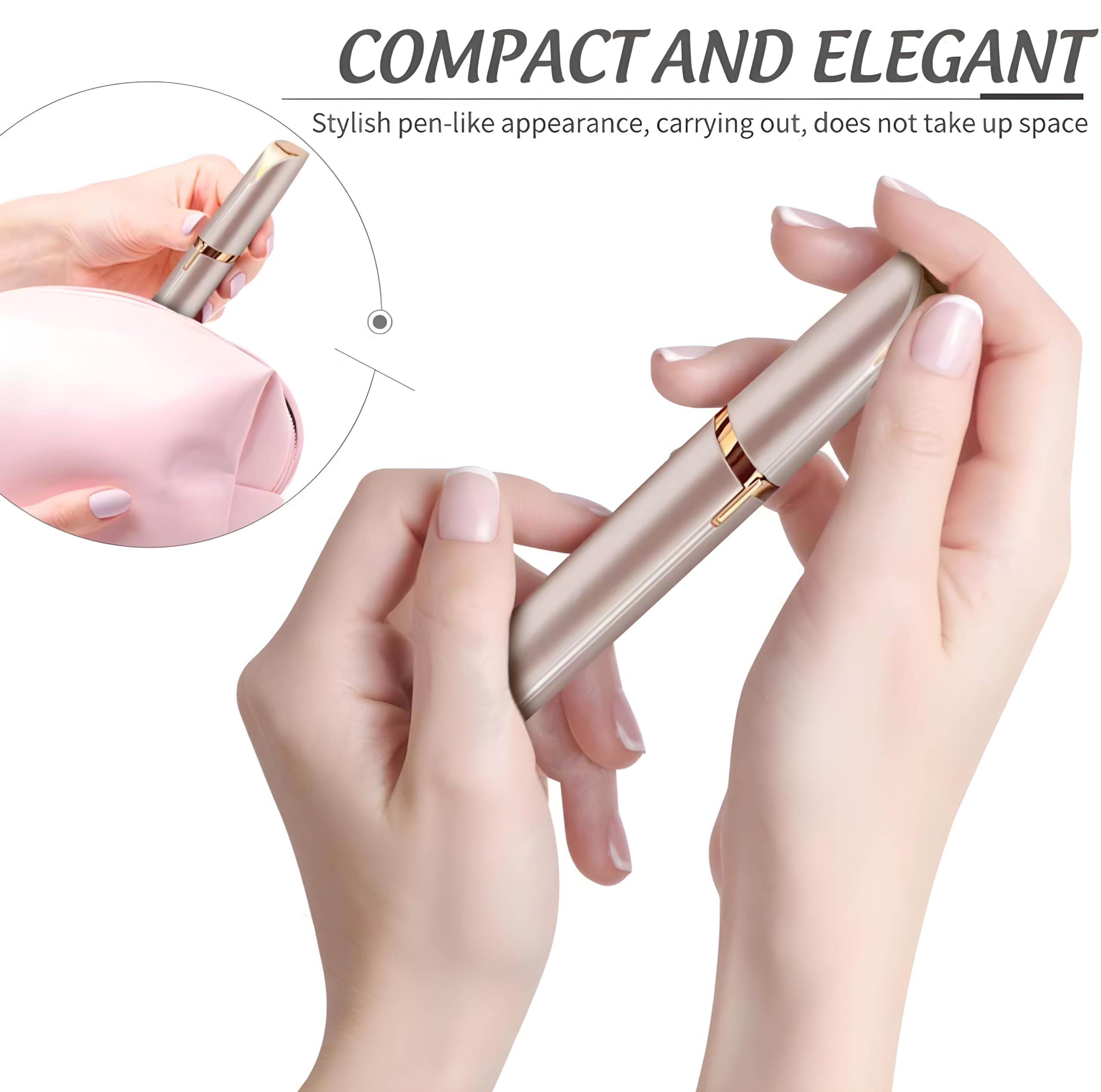 Giftock Eyebrow Hair Removal USB Rechargeble Pain Less Flawless Machine for Women & Men - Face, Chin, Cheek, Eyebrow, Upper Lip Hair Remover for Women - Lipstick Shaped (Eyebrow Trimmer)