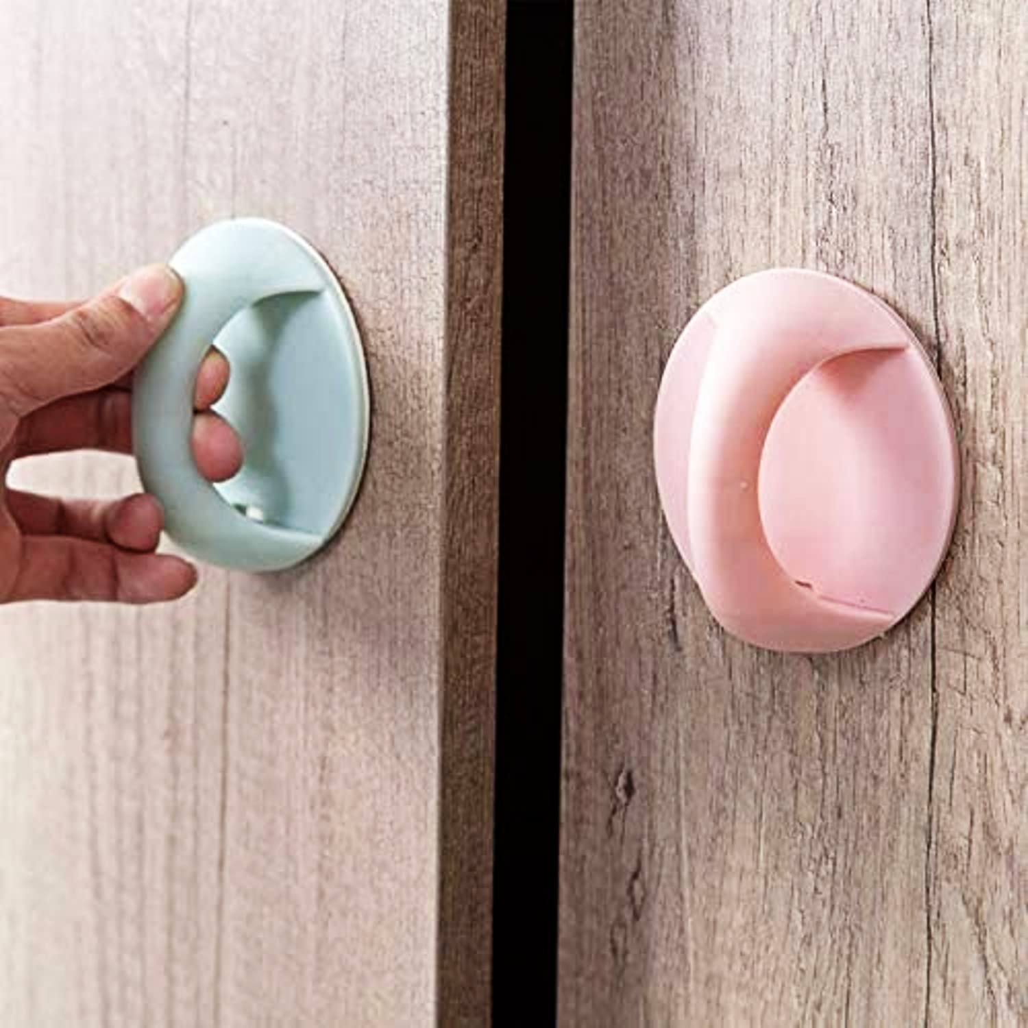 Giftock 4 Count Round Self-Stick Instant Cabinet Drawer Handle Helper Kitchen Cabinet Door Window Cupboards Handle, Sticker Convenient Opening Stick-on Handles, Self Adhesive Handle (Random Color)