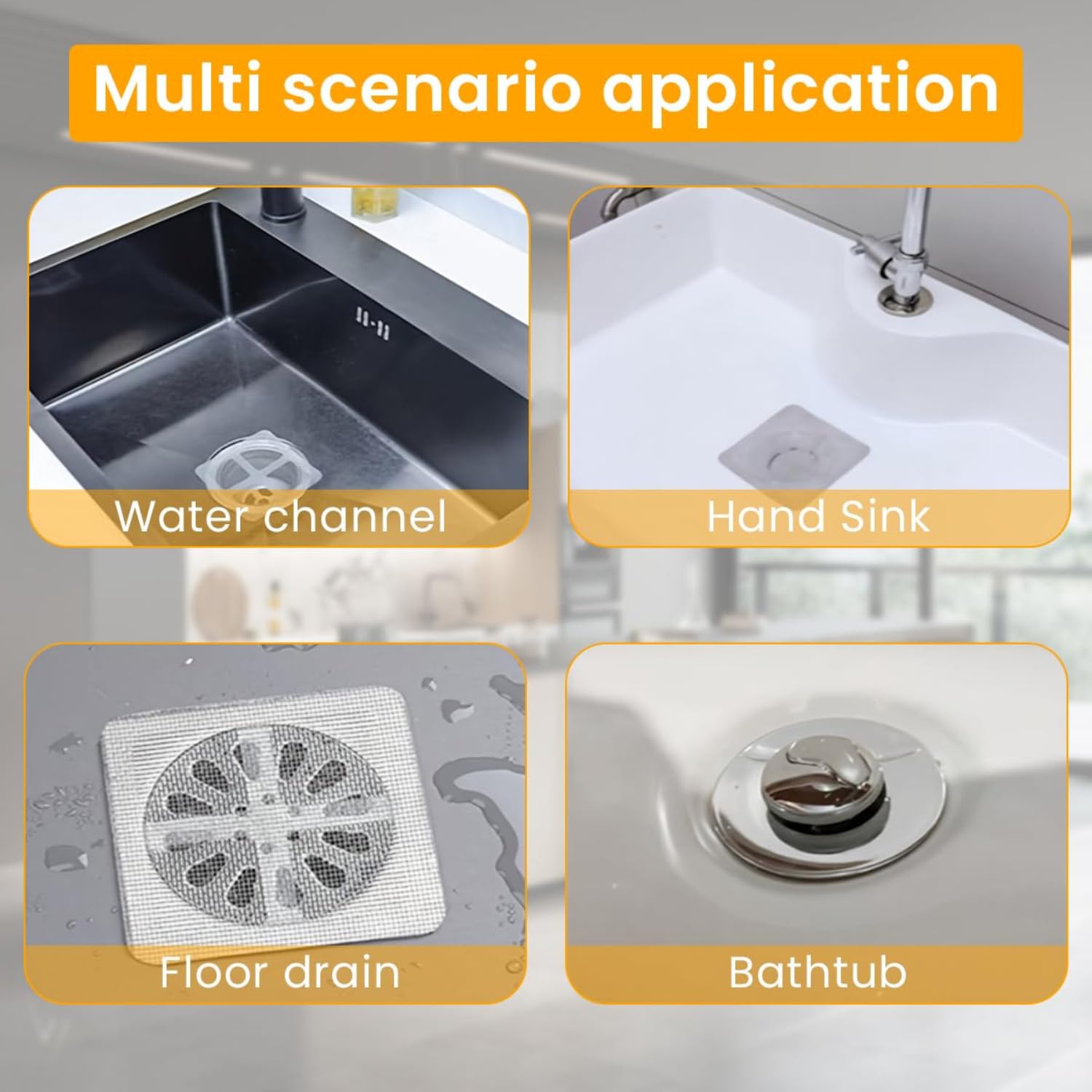 Giftock Kitchen Sink Strainer - Disposable Shower Drain Cover Hair Catcher Shower Drain Mesh Stickers, Reusable and Versatile Drain Cover for Bathroom Laundry Bathtub Kitchen Sink, 10x10cm (Round)