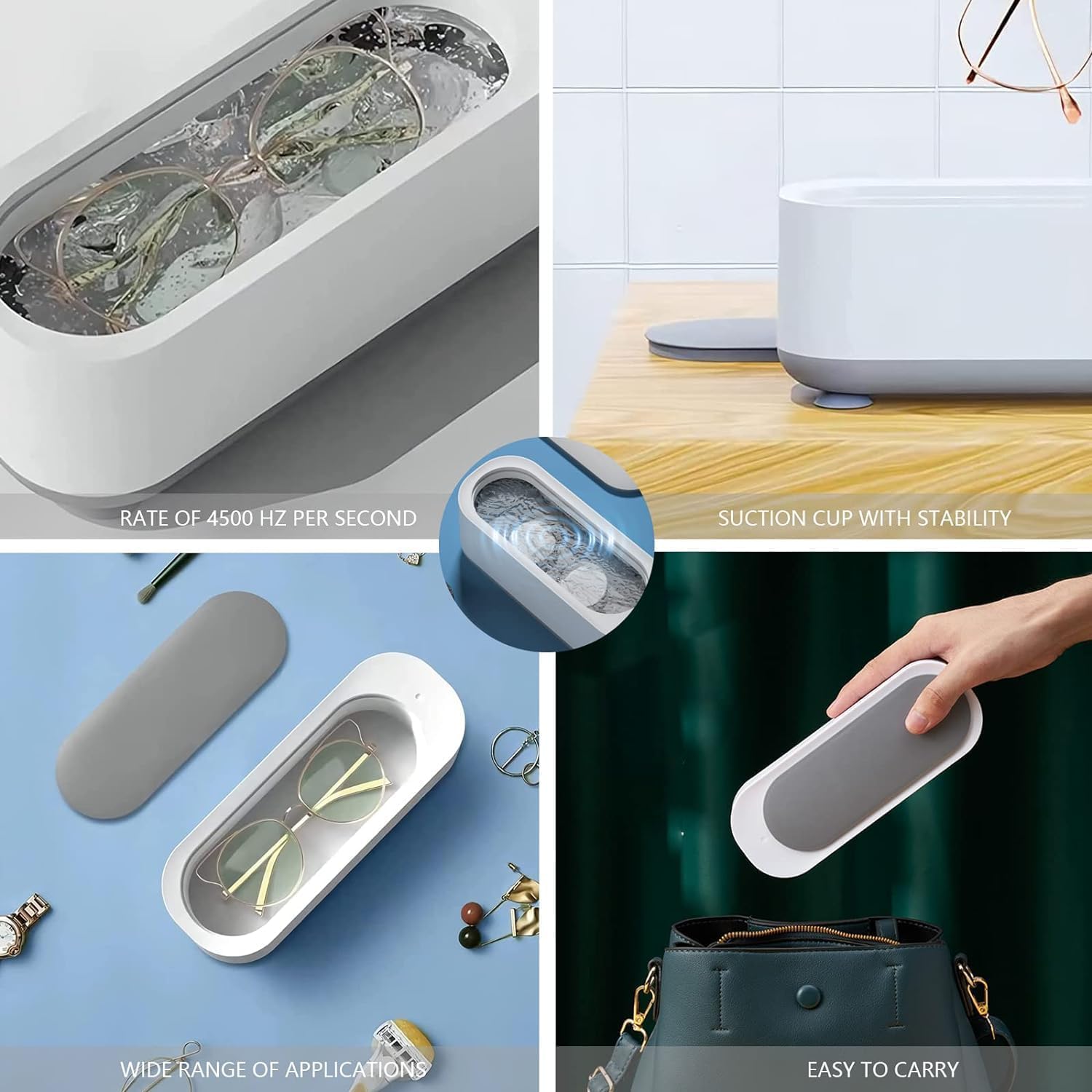 Giftock Ultrasonic Jewelry Cleaner Portable Professional Mini Household Ultrasonic Cleaning Machine for Jewelry, Eyeglasses, Watches, Rings, Retainer,Dry Erase Board Keyboard Stand