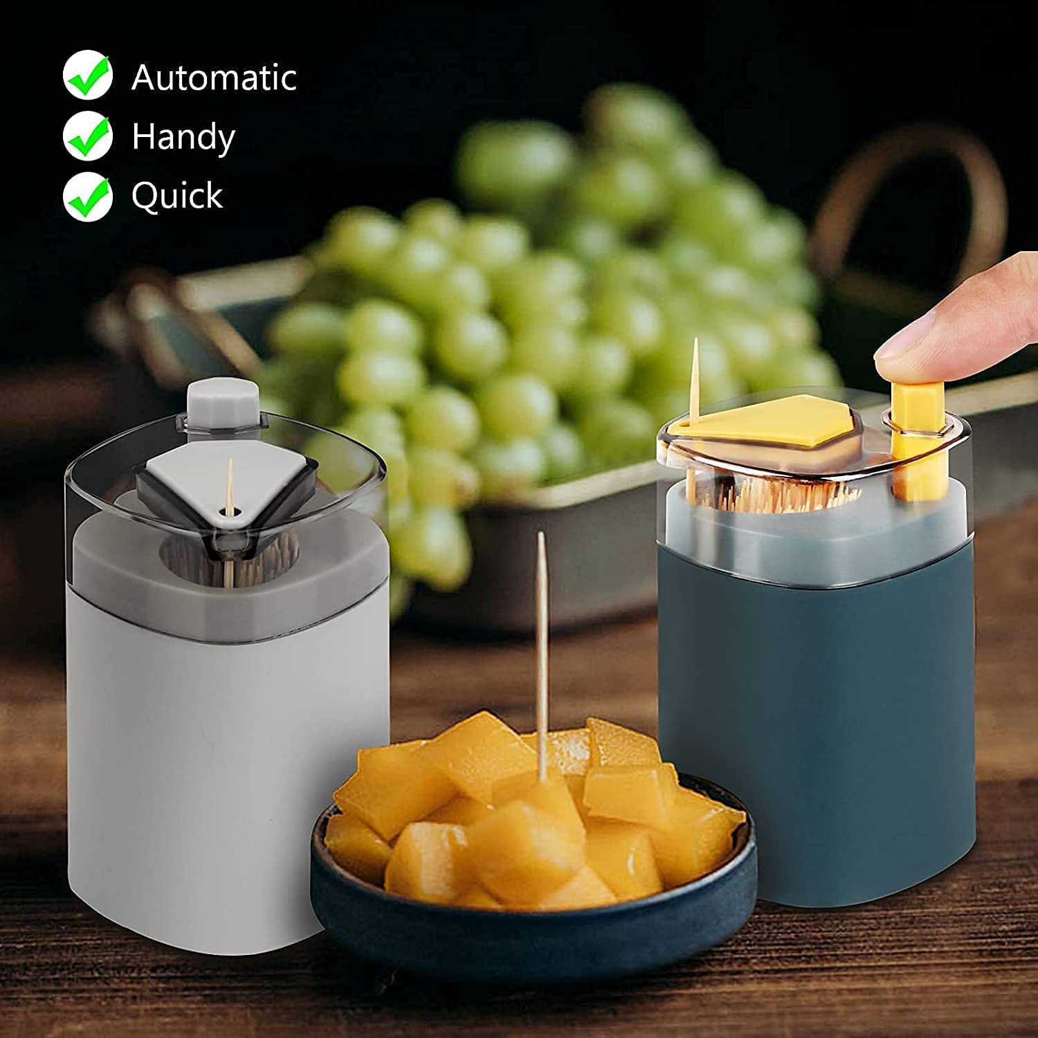 Giftock Toothpick Holder Dispenser, Pop-Up Automatic Toothpick Dispenser for Kitchen Restaurant Thickening Toothpicks Container Pocket Novelty, Safe Container Toothpick Storage Box