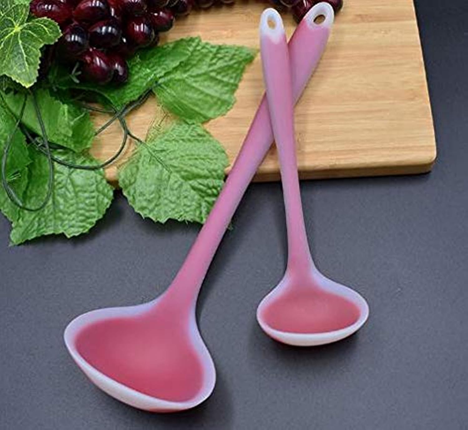 Giftock Silicone Spoone - Non-Stick Ladle Soup Spoon & Silicone Handle Effortless Cooking with Heat Resistant Baking Tool Rice Serving Dining Table Utensils Salad Cooking Tools (Pack of 1)