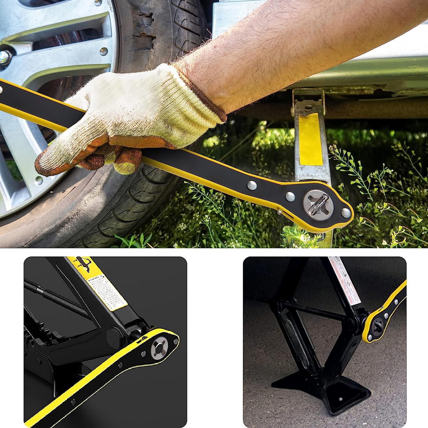 Giftock Car Jack Wrench Effortlessly Lift and Repair with Labor-Saving Power Universal car jack lifter 360 Degree Swivel for Tire Wheel Your Ultimate Repair Tool (CROSS, STANDARD)