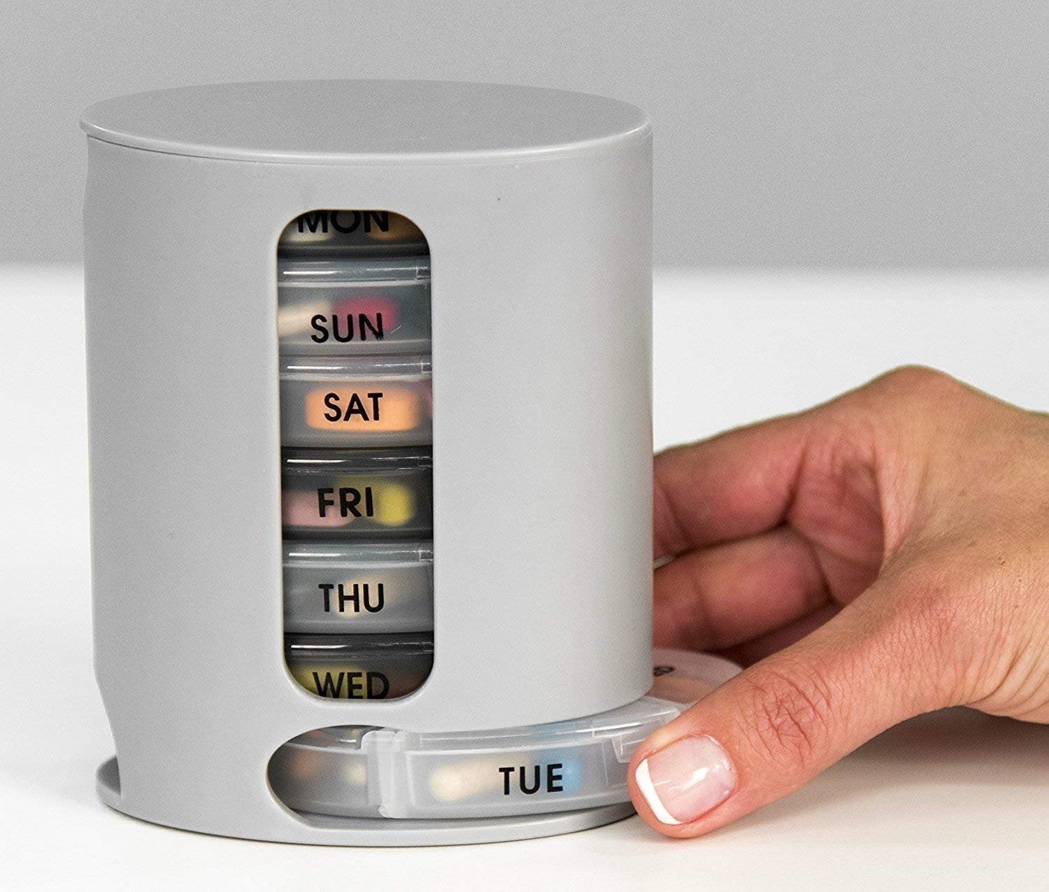 Giftock  Pill Pro: Convenient and Portable 7-Day Pill Organizer with 4 Compartments per Day - Ideal for Organizing Daily Medications and Supplements by Time - 28 Compartments for Refills - Made in India (Grey/Clear)