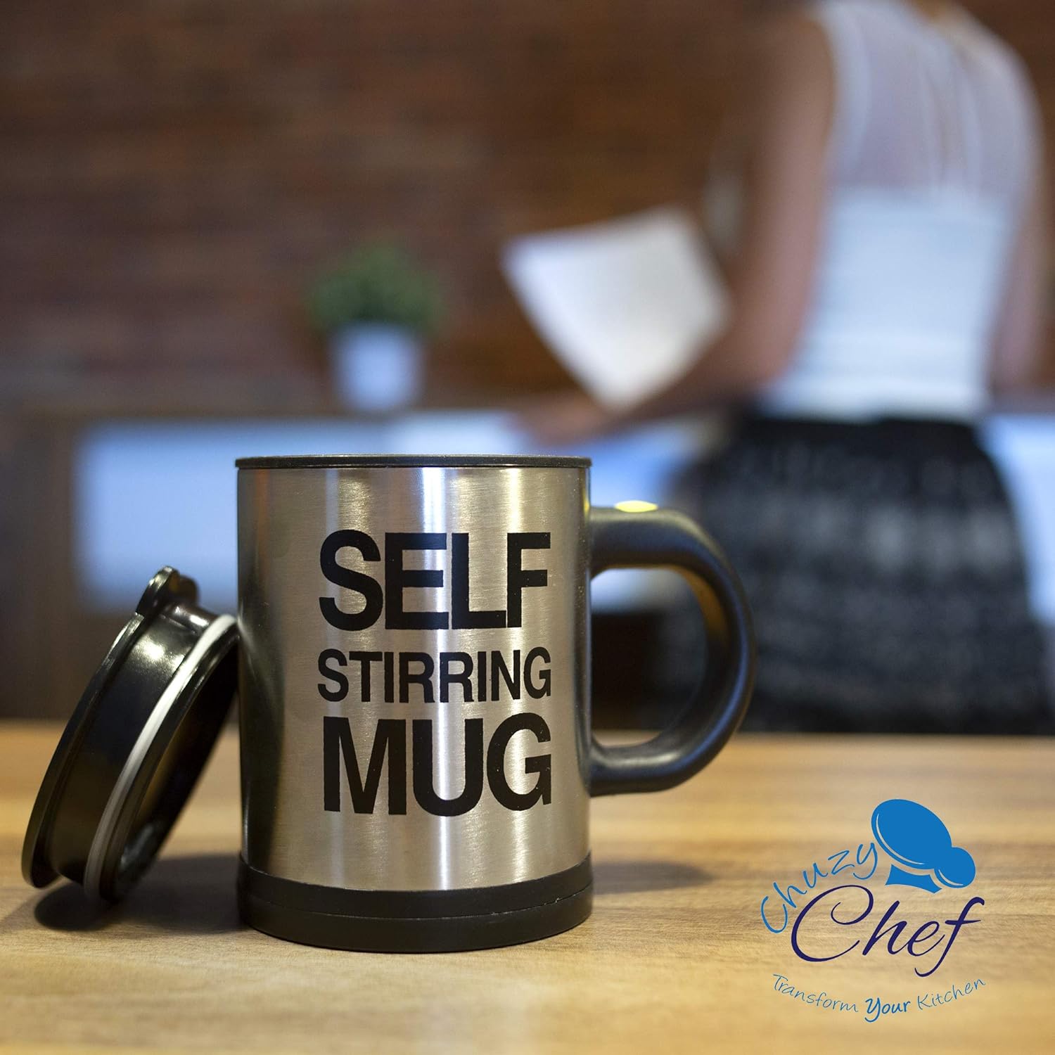 Giftock Self Stirring Coffee Mug Cup -Funny Electric Stainless Steel Automatic Self Mixing&Spinning Home Office Travel Mixer Cup Best Cute Christmas Birthday Gift Idea For Men Women Kids,8 ounce